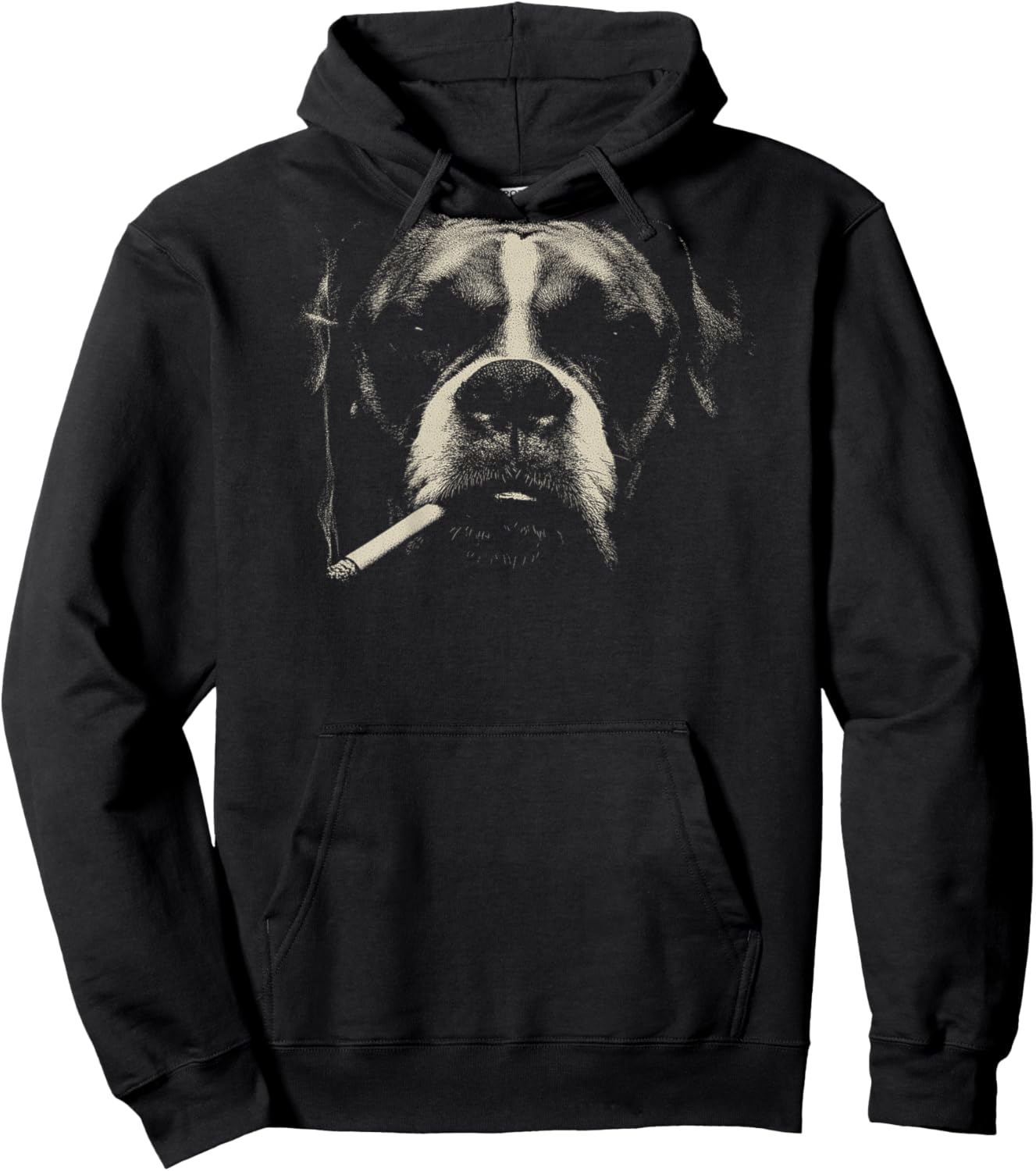 Boxer Smoking A Cigarette Grunge Vintage Meme 90s On Back Hoodie - Hoodie | Black