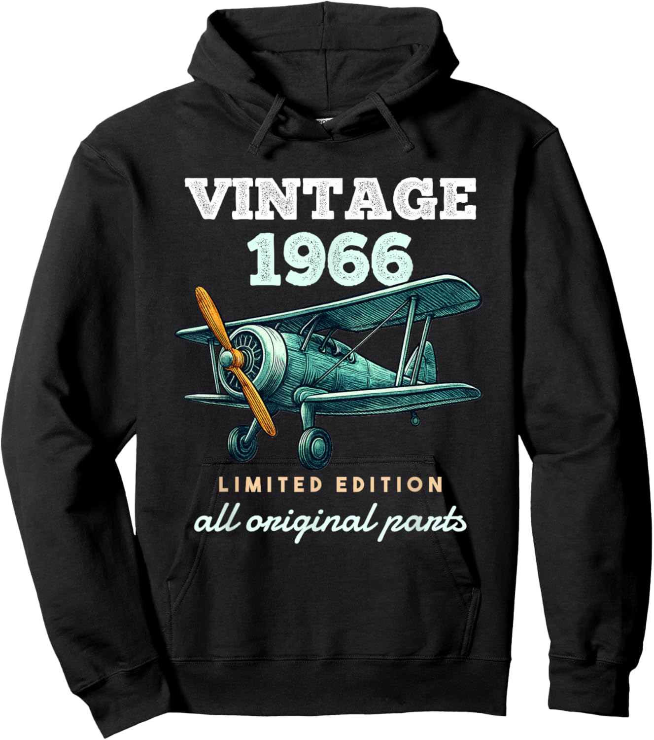 Vintage 1966 60 Years Plane Vintage 60th Birthday Men Hoodie - Hoodie | Black