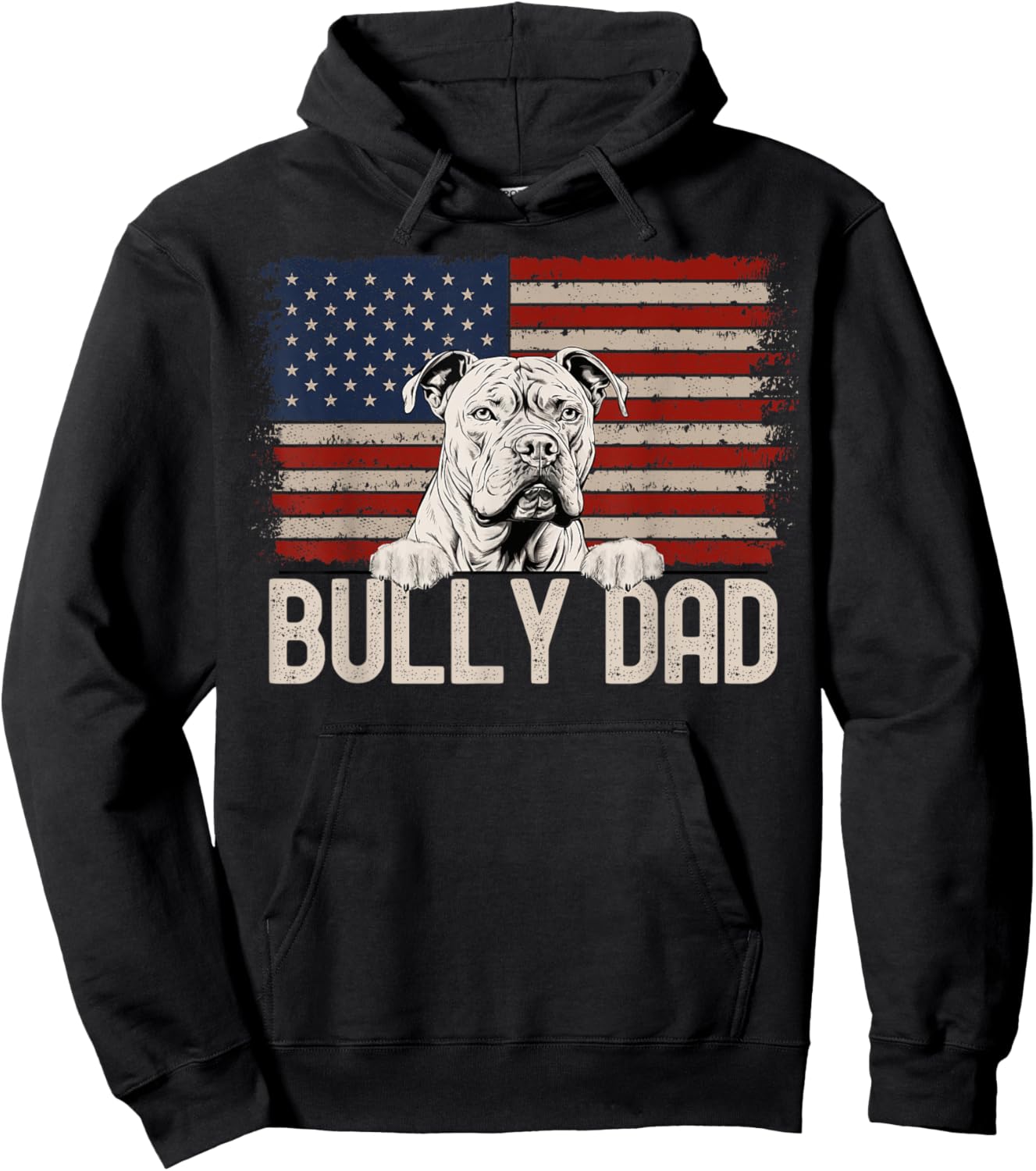 Best Dog Dad Ever American Flag - Bully Dad Hoodie - Hoodie | Black