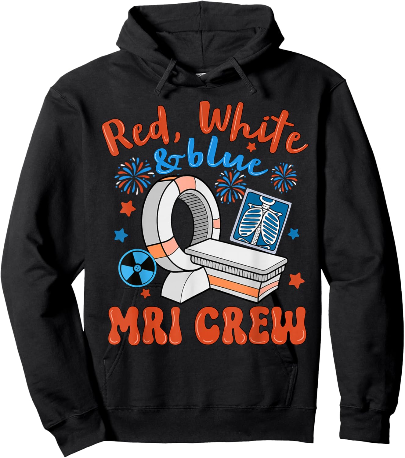 Red White Blue MRI Crew Fireworks 4th of July Hoodie - Hoodie | Black