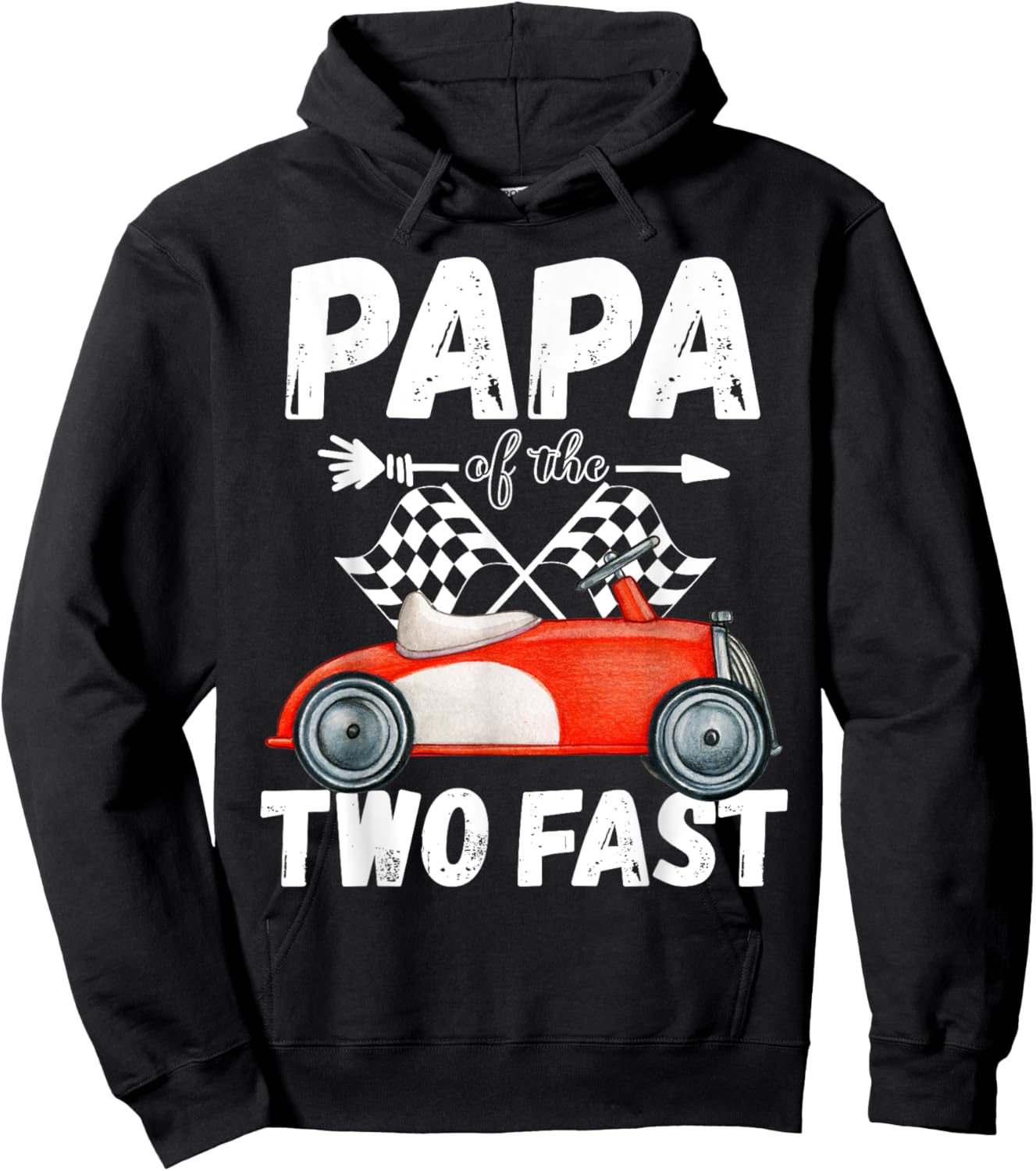 Papa Of The Two Fast 2 Curious Birthday 2nd Little Racer Hoodie - Hoodie | Black