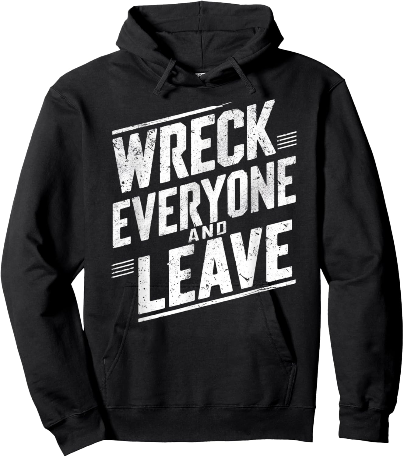 Vintage Distressed Wreck Everyone and Leave Wrestling Match Hoodie - Hoodie | Black