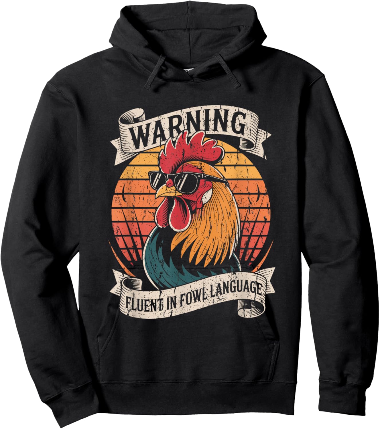 Warning Fluent in Fowl Language Rooster Hoodie - Hoodie | Black