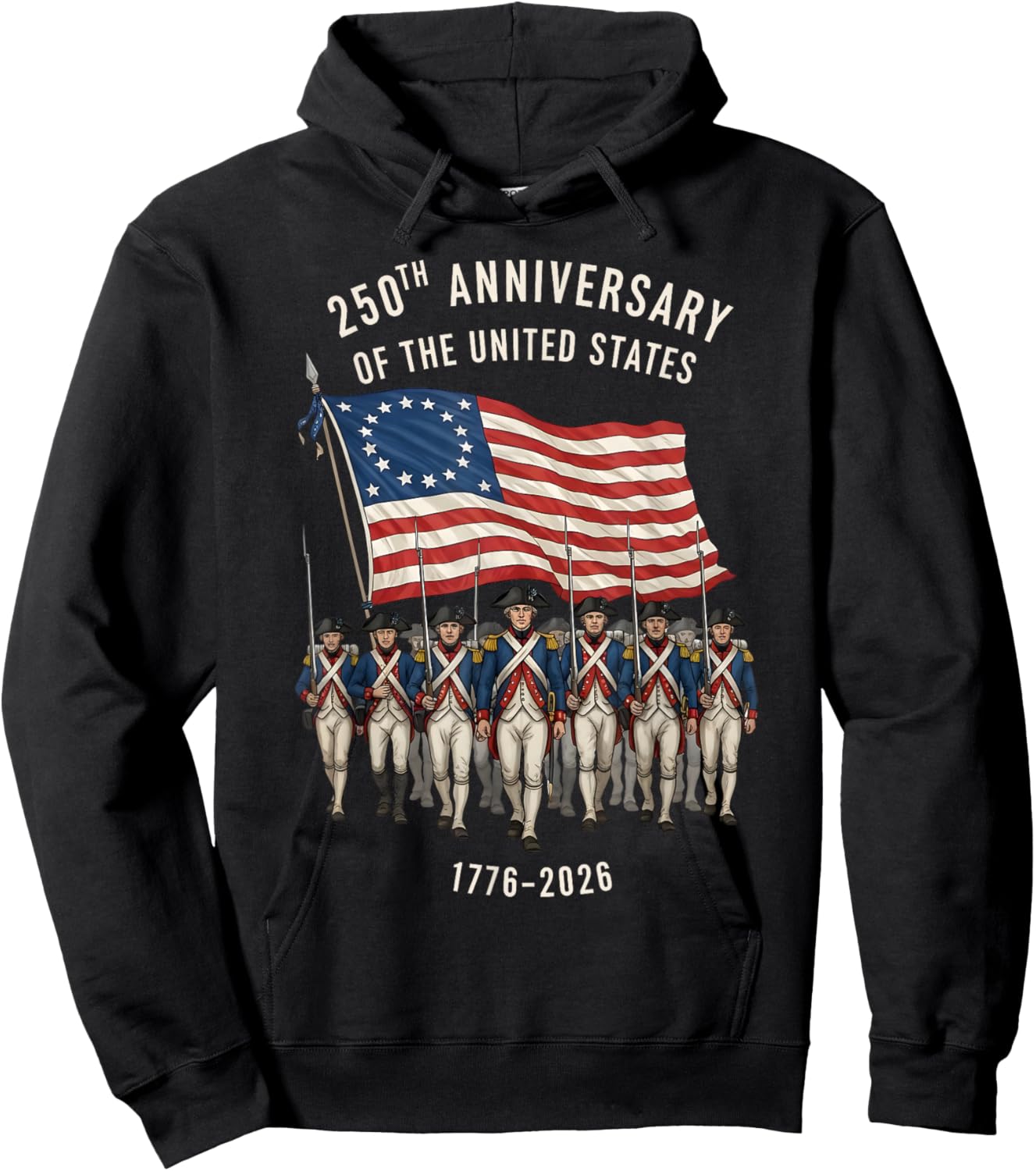 250th Anniversary of The United States Revolutionary Soldier Hoodie - Hoodie | Black