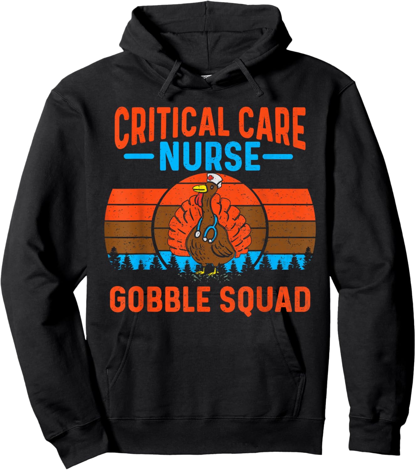 Critical Care Nurse Gobble Squad Turkey Thanksgiving Nurses Hoodie - Hoodie | Black