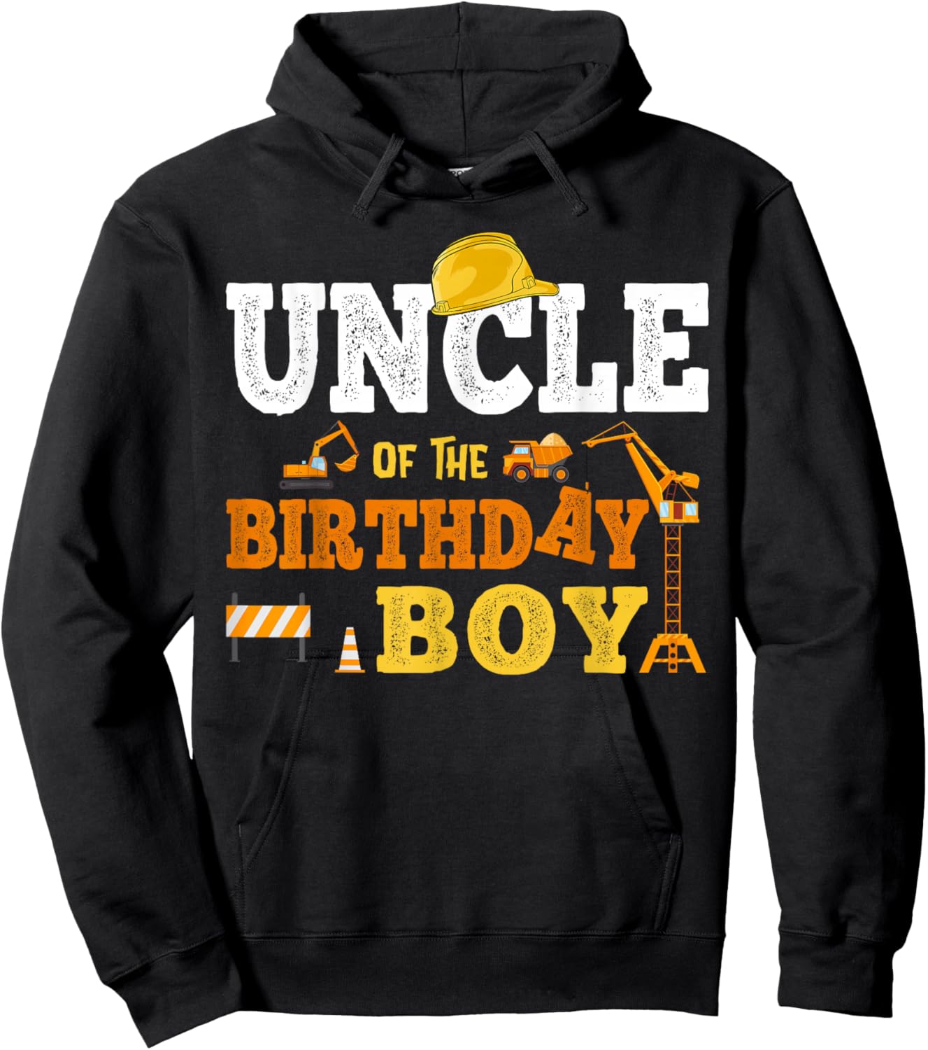Uncle Of The Birthday Boy Kid Construction Matching Family Hoodie - Hoodie | Black