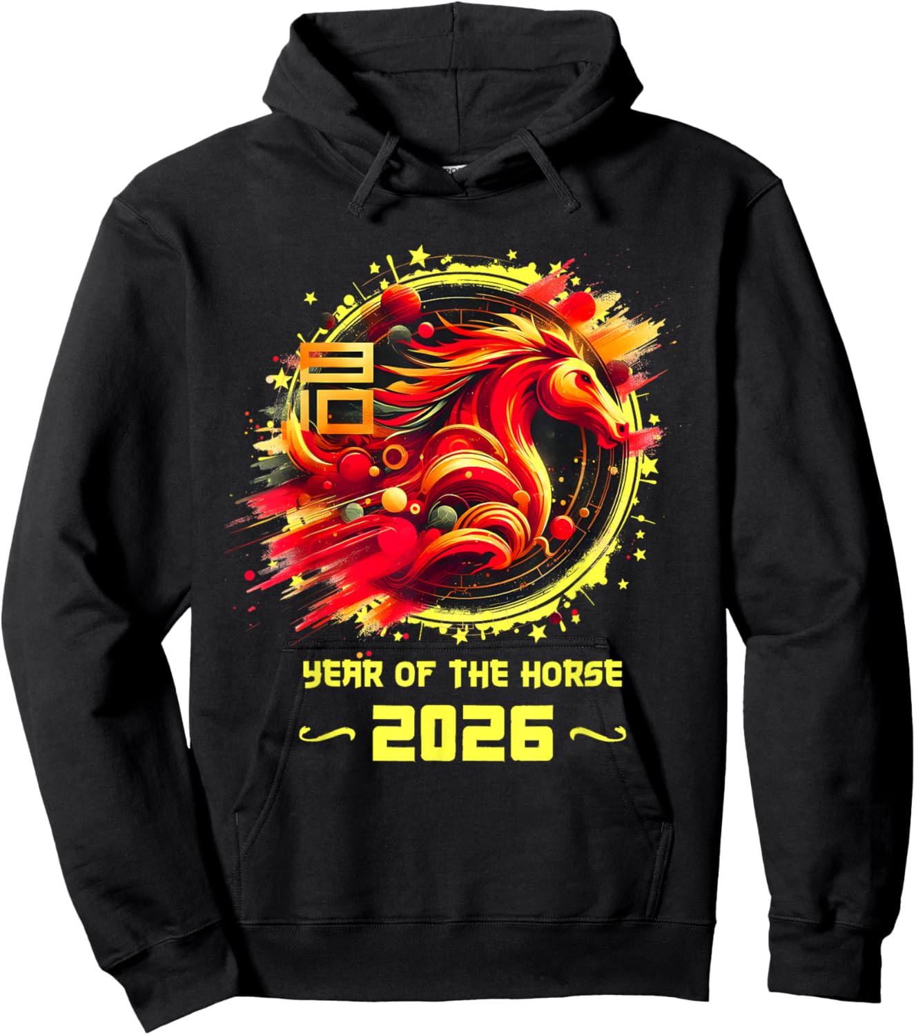 Chinese New Year 2026 Horse Happy Chinese New Year 2026 Hoodie - Hoodie | Black