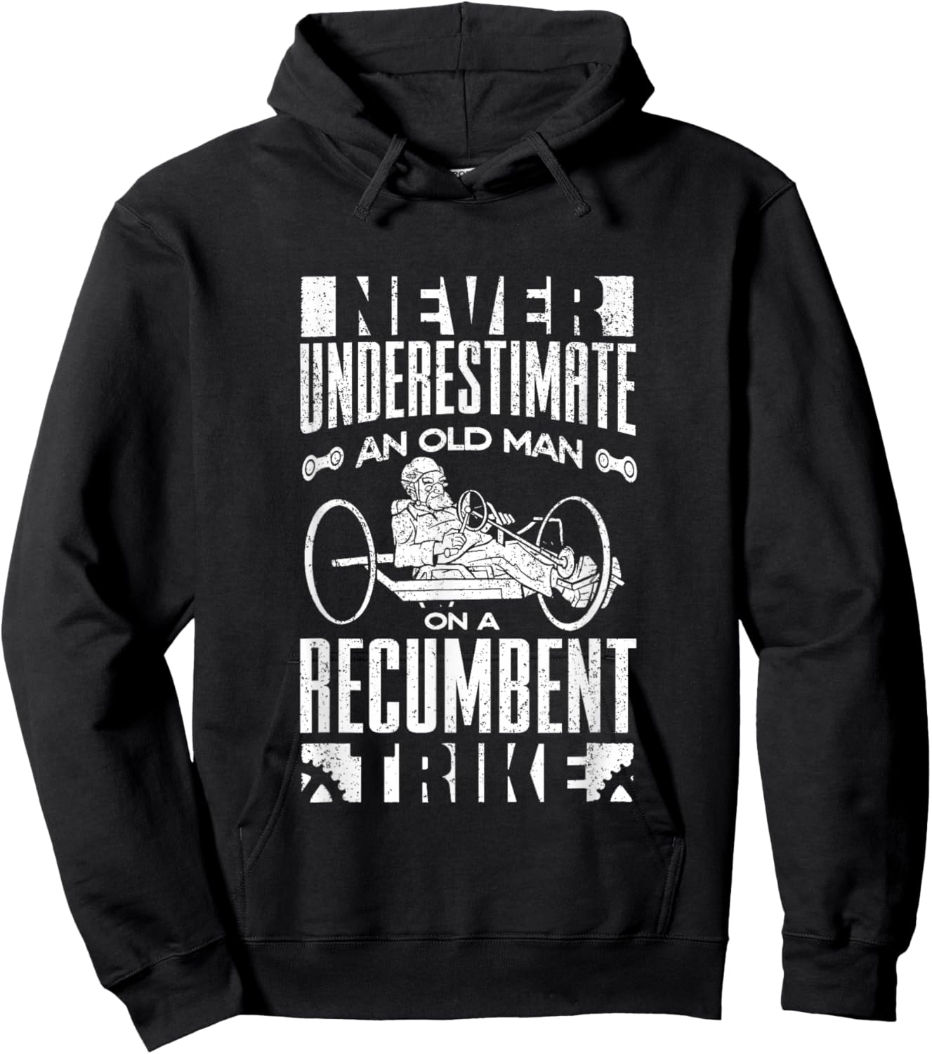 Triker Cyclist - Recumbent Trike Bike Designs -Adults Cycling Black Small Short Sleeve Modern Recumbent Trike Design Hoodie - Hoodie | Black
