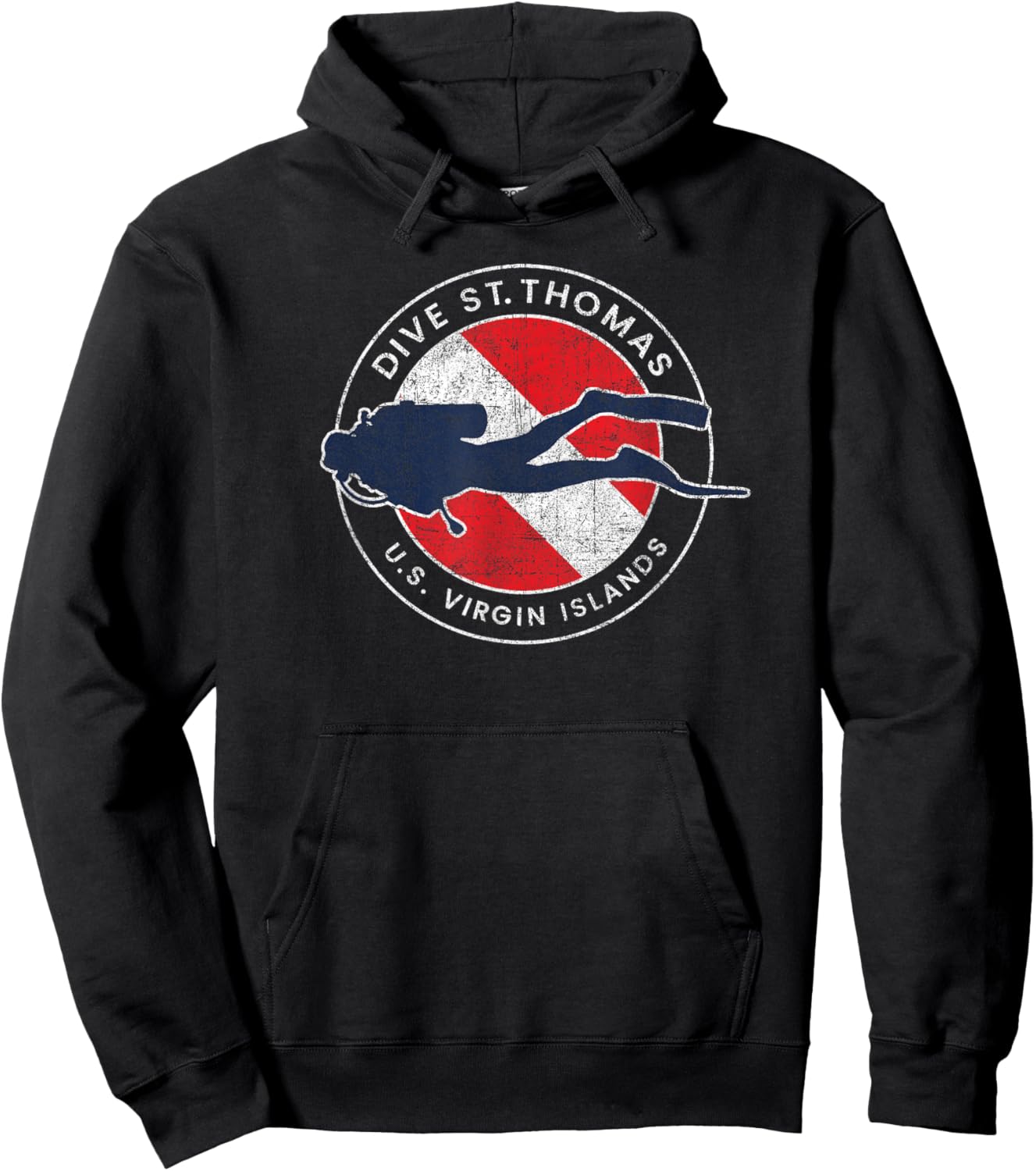 Vintage St Thomas USVI Scuba Dive Flag Vacation Souvenir Hoodie - Hoodie | Black