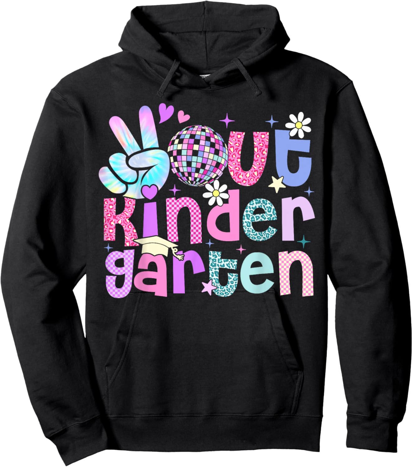 Peace Out Kindergarten Last Day Of Kindergarten Leopard Hoodie - Hoodie | Black