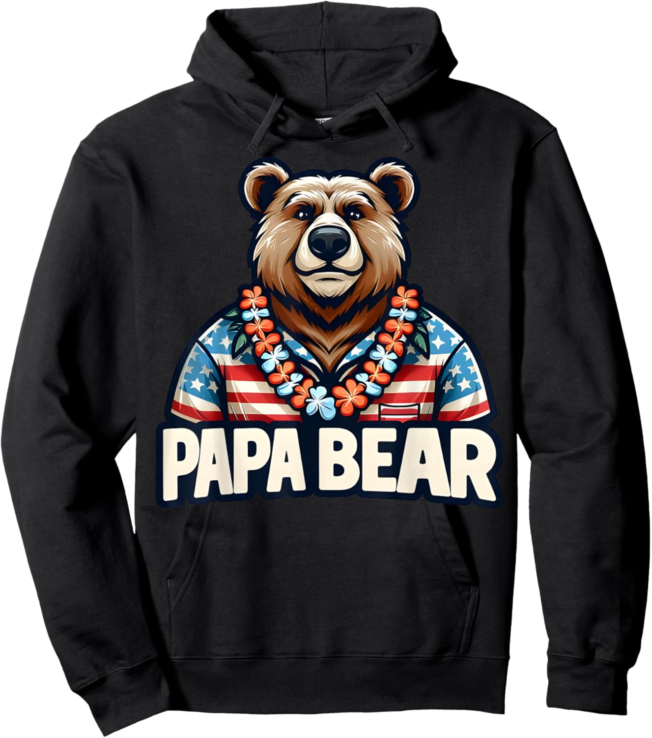 Papa Bear Shirt Fathers Day Gift Patriotic Proud Best Dad Hoodie - Hoodie | Black