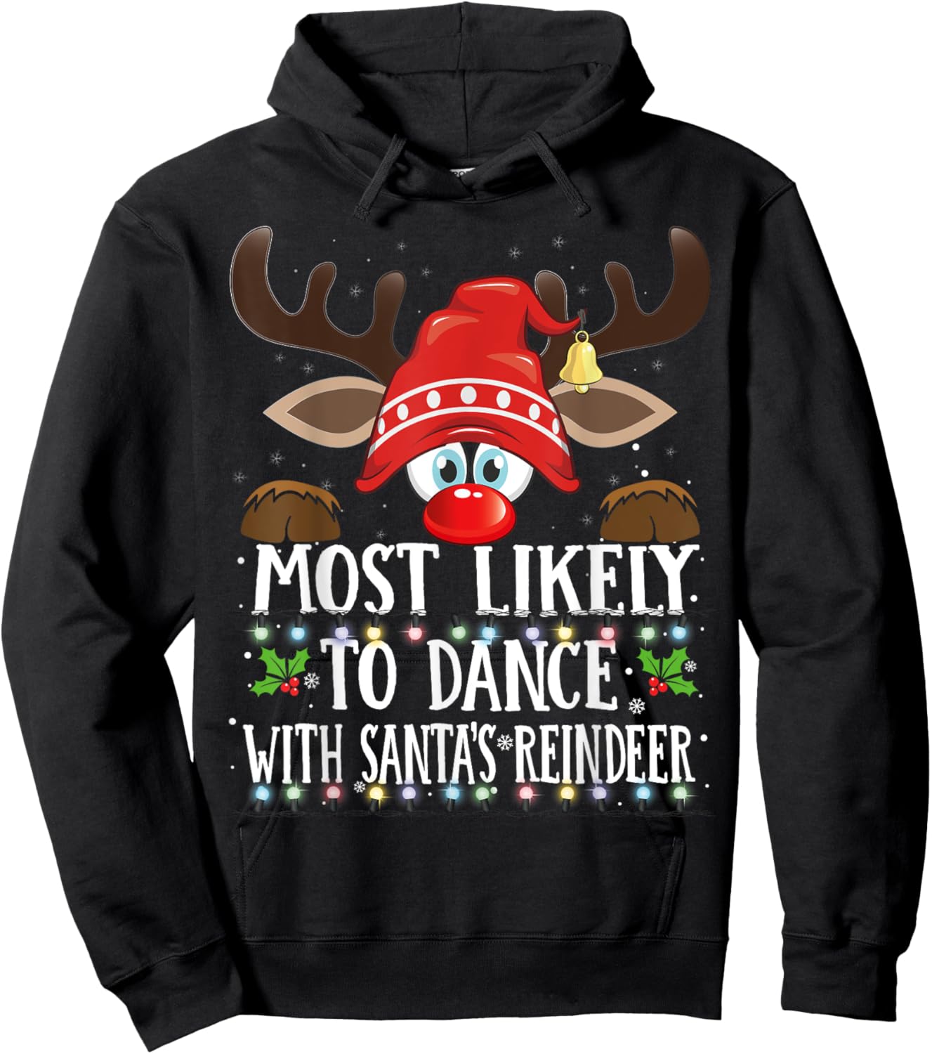Christmas Matching Most Likely To Dance With Santa PJS Hoodie - Hoodie | Black