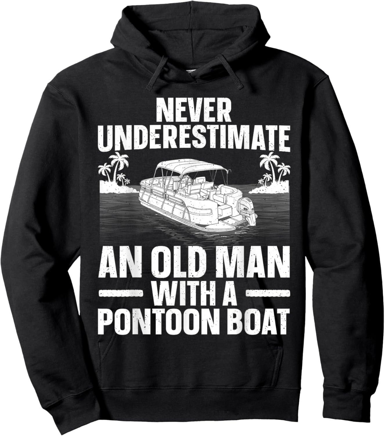 Funny Pontoon Boat Art For Grandpa Men Pontoon Boat Captain Hoodie - Hoodie | Black