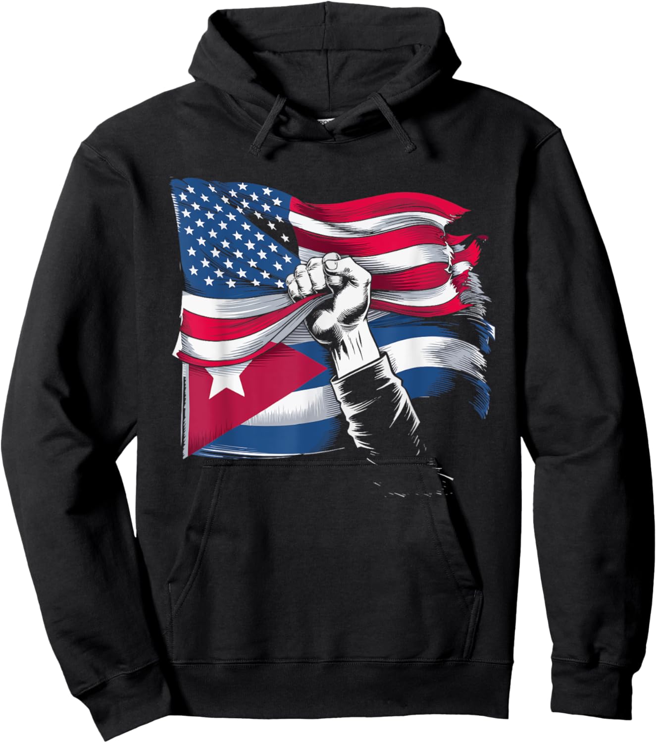 Half Cuban Half American Country USA Flag Cuba America Hoodie - Hoodie | Black