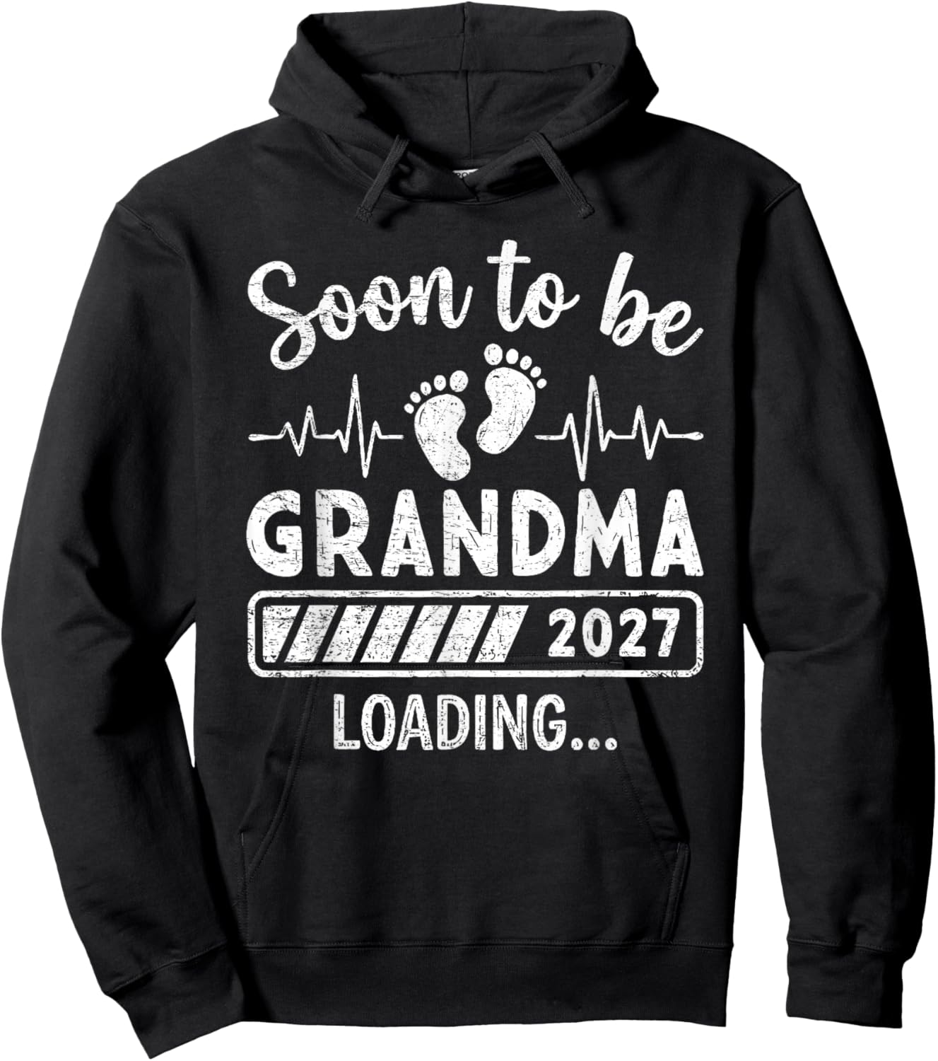 Retro Soon to Be Grandma 2027 Loading Pregnancy Announcement Hoodie - Hoodie | Black