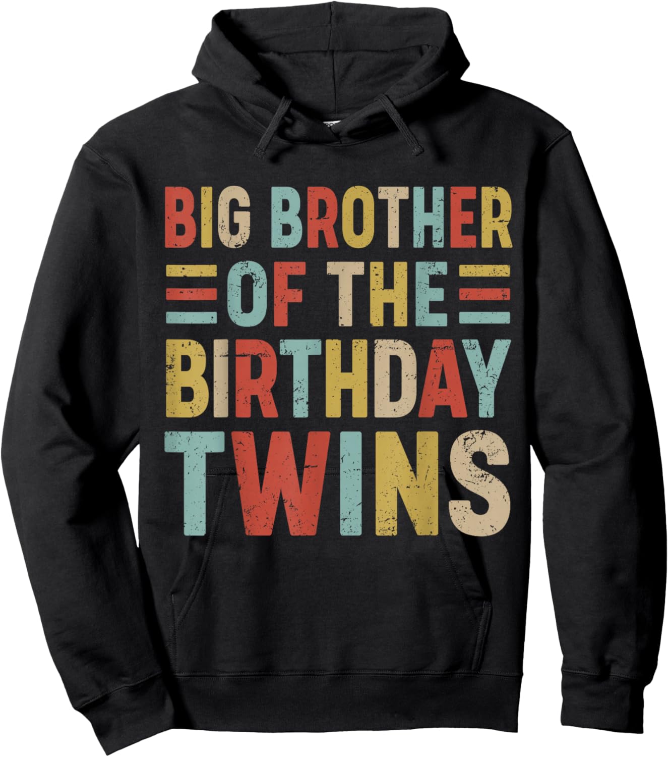 Big Brother of The Birthday Twins Family Matching Bday Party Hoodie - Hoodie | Black