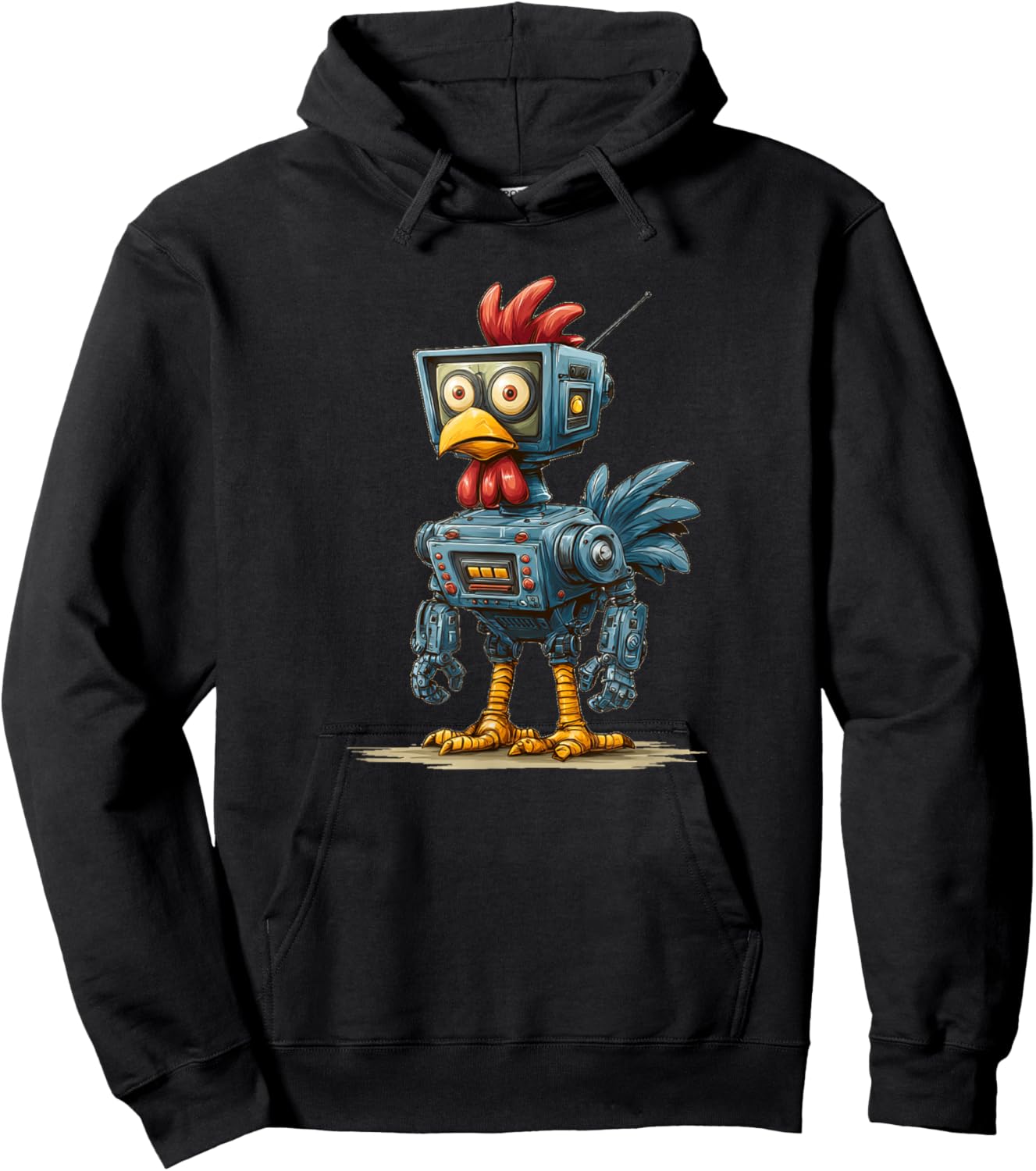 Funny AI Chicken Costume with TV for Robots Lovers Hoodie - Hoodie | Black