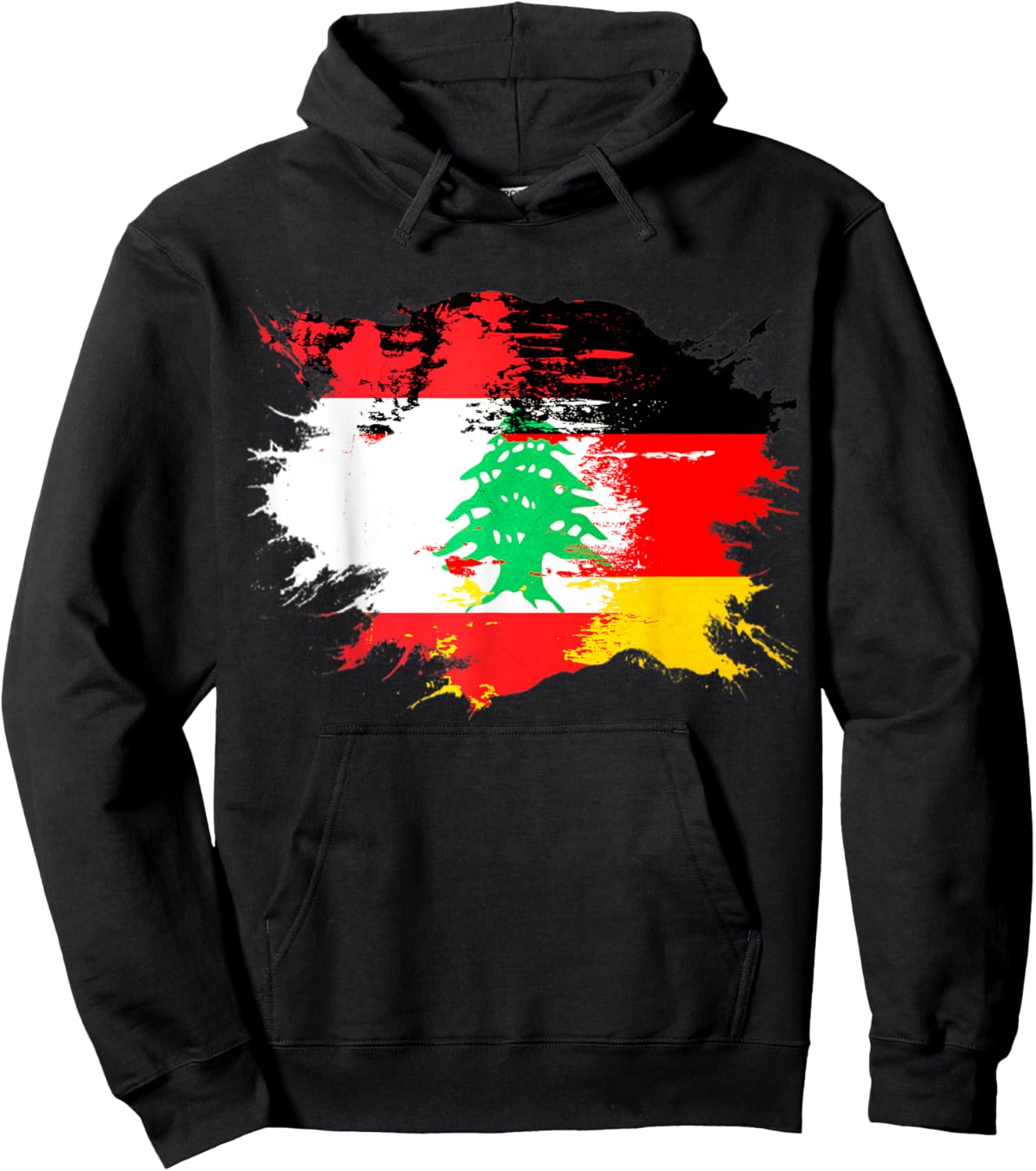 German and Lebanese Mix Heritage Flag Hoodie - Hoodie | Black