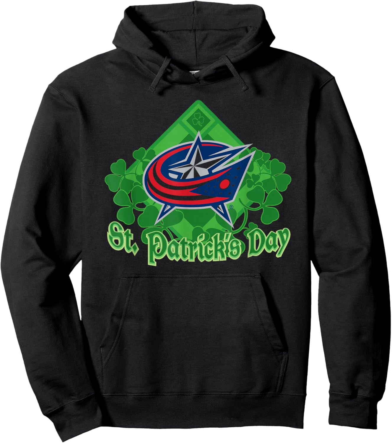 Columbus Blue Jackets St. Patrick's Day White NHL Licensed Hoodie - Hoodie | Black