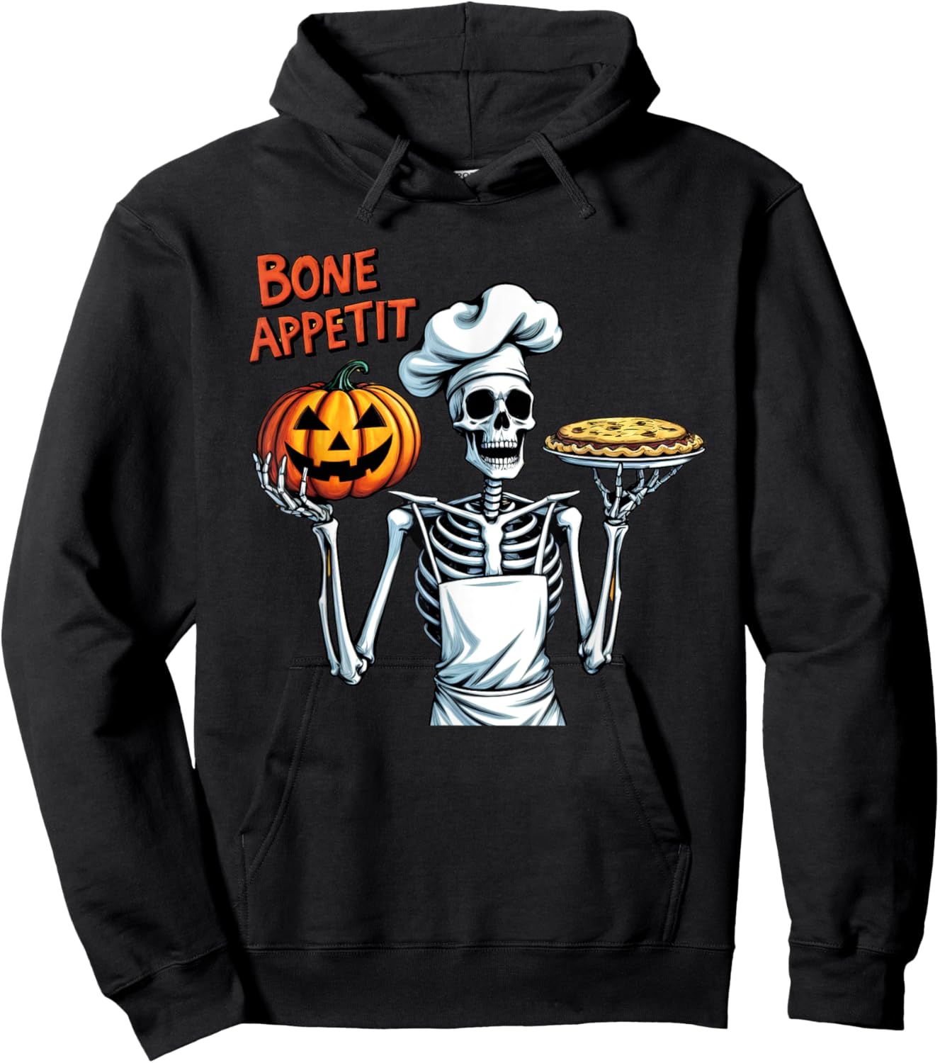 Funny Halloween Costume Skeleton Chef Pumpkin Bone Appetit Hoodie - Hoodie | Black