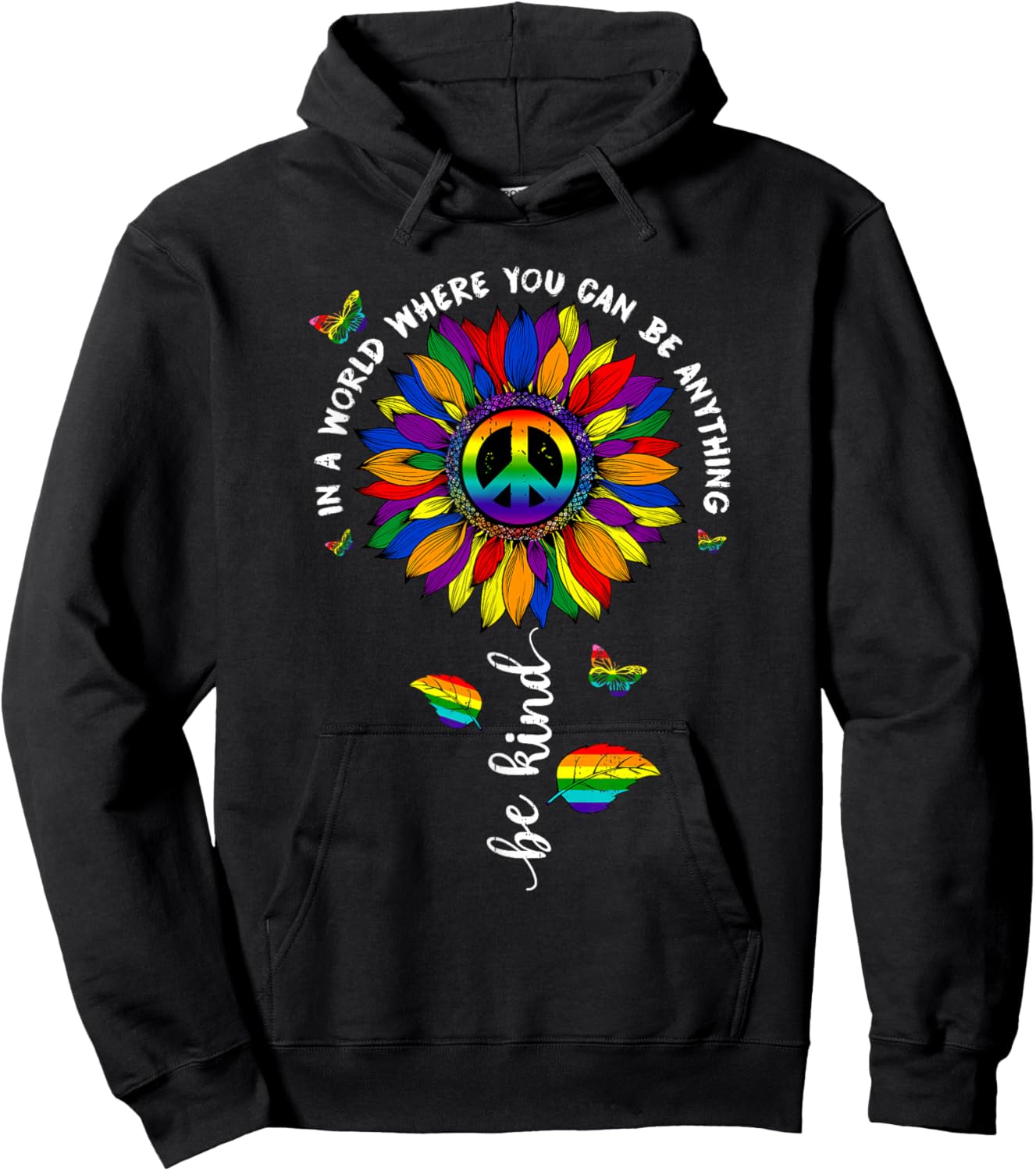 Be Kind Rainbow LGBT Equality Lesbian Gay Ally Pride Women Hoodie - Hoodie | Black