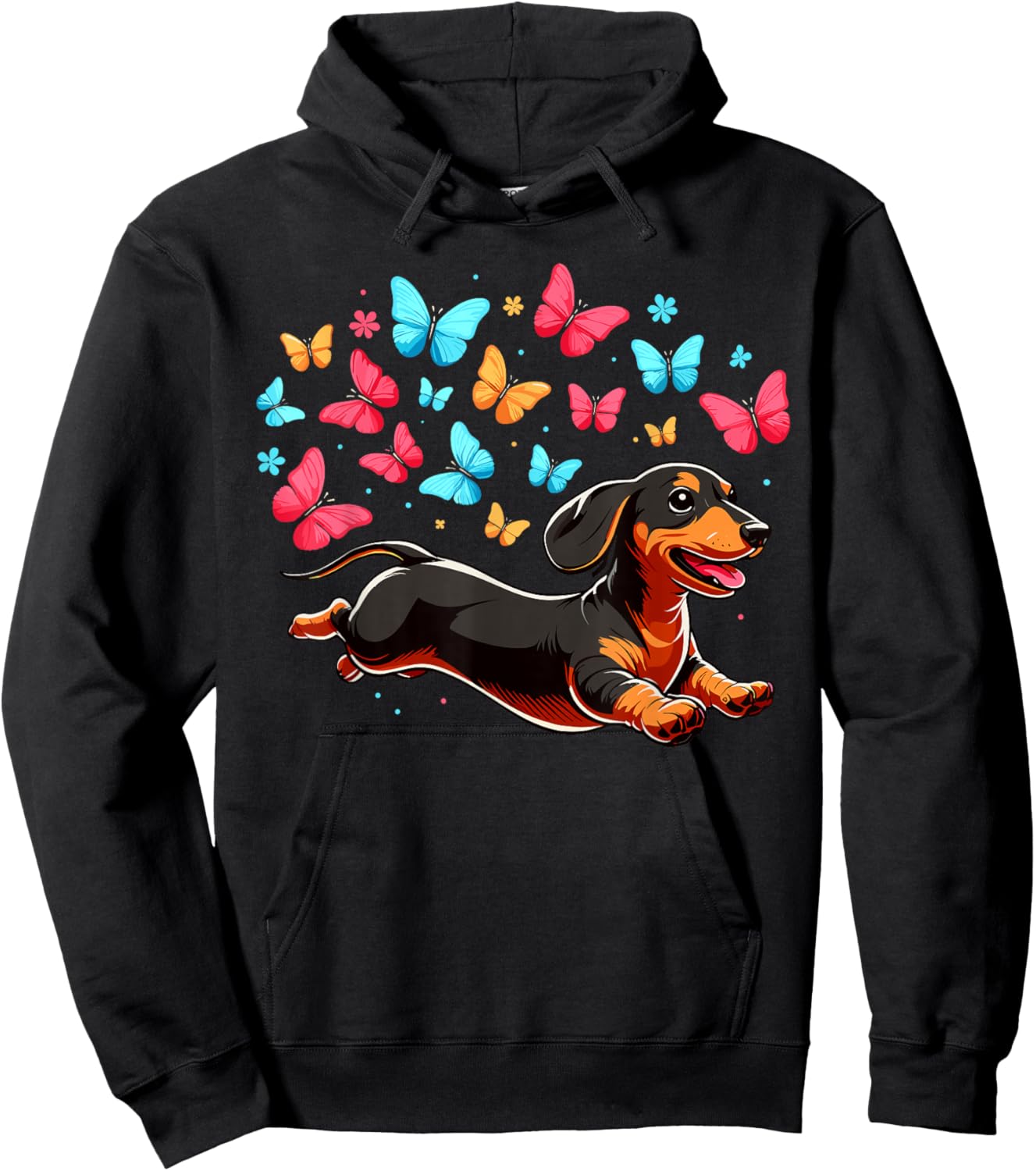 Dachshund With Butterflies Hoodie - Hoodie | Black