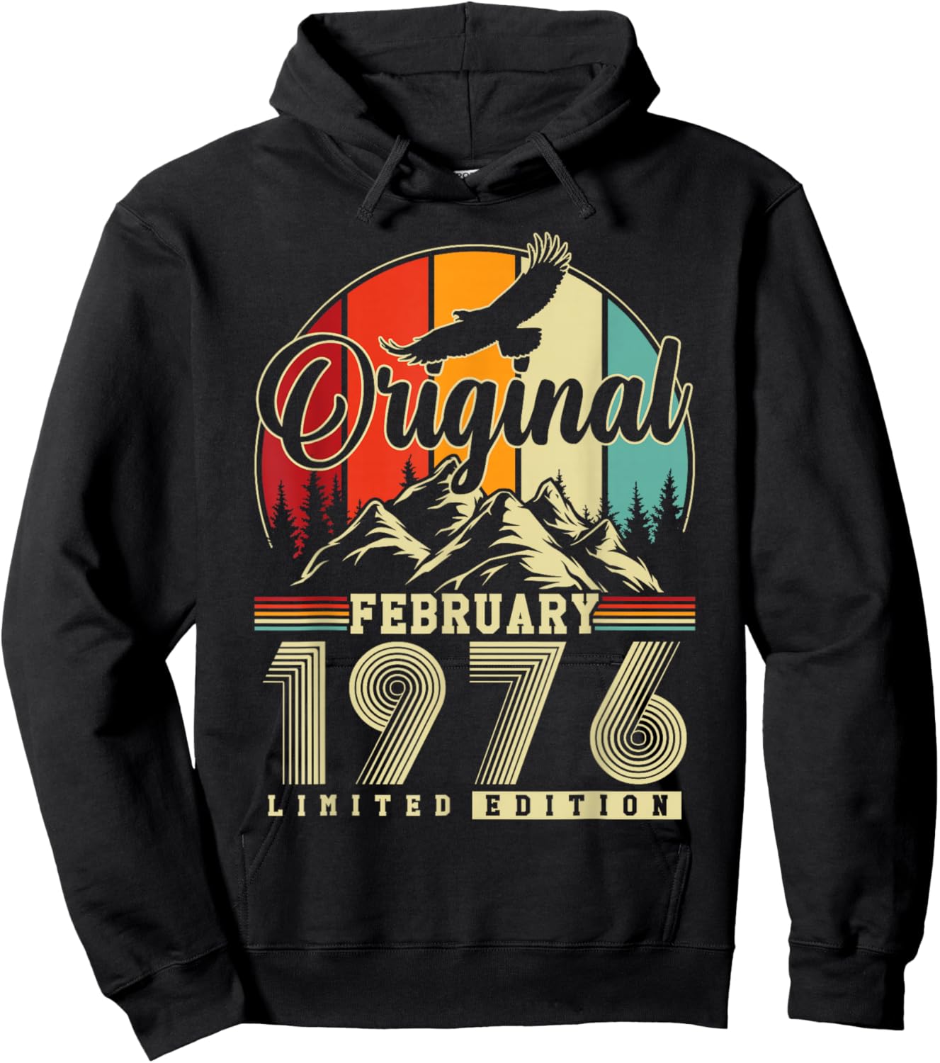 Original February 1976 Vintage 50th Birthday Gift Hoodie - Hoodie | Black