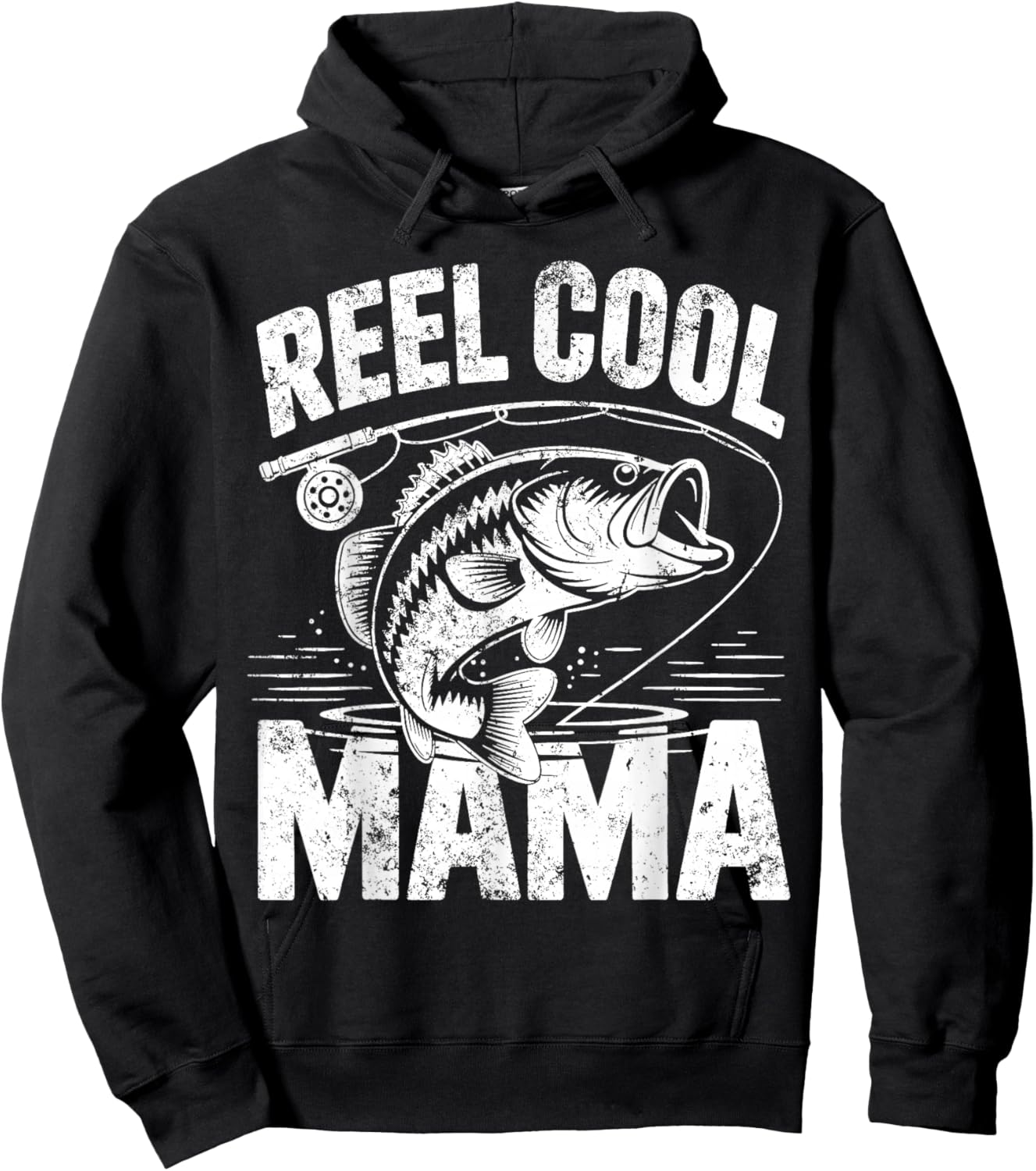Reel Cool Mama Fishing Mom Gifts Mother's Day Fisherman Fish Hoodie - Hoodie | Black