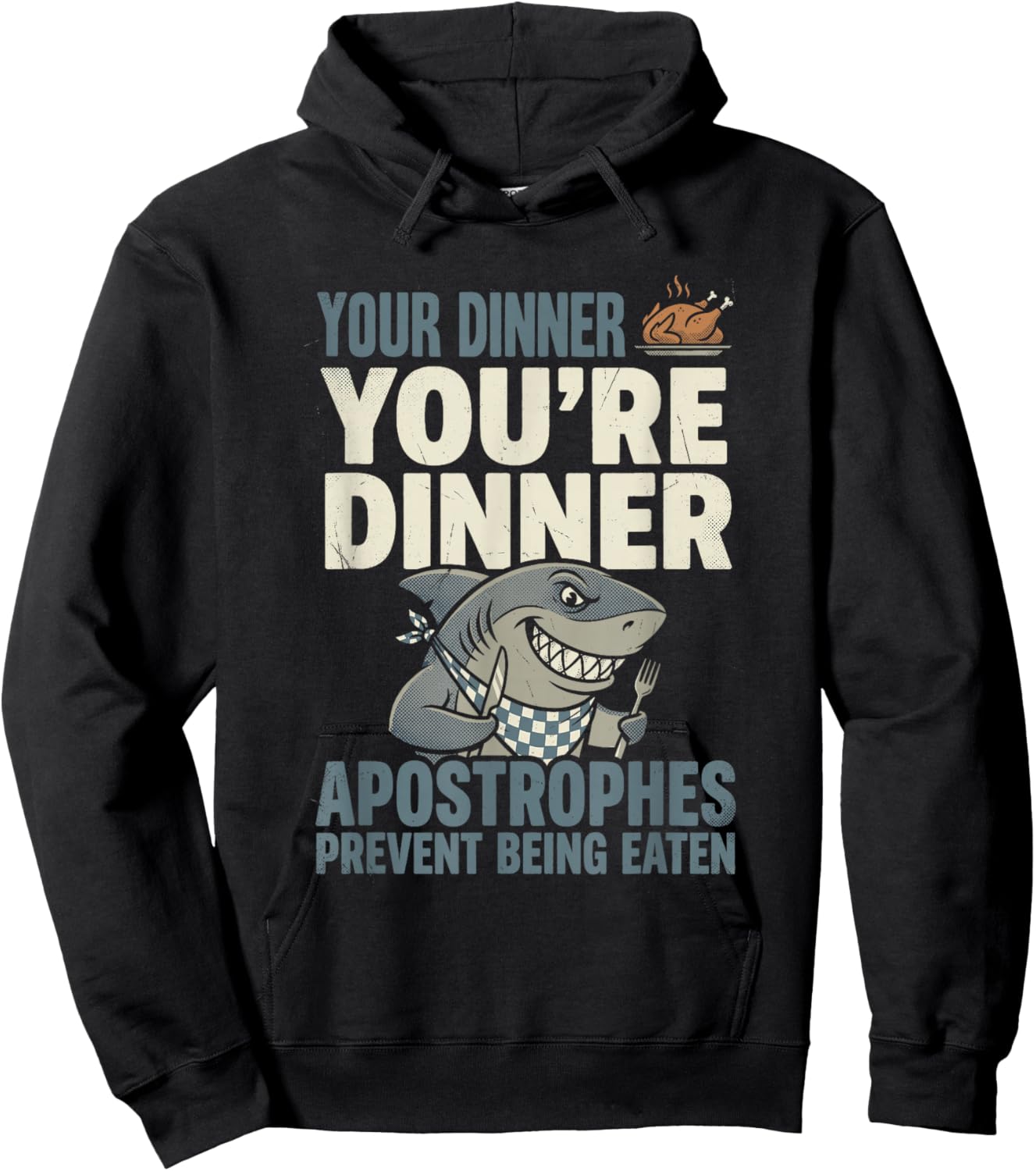 Funny Grammar Shark English Teacher Punctuation Humor Hoodie - Hoodie | Black