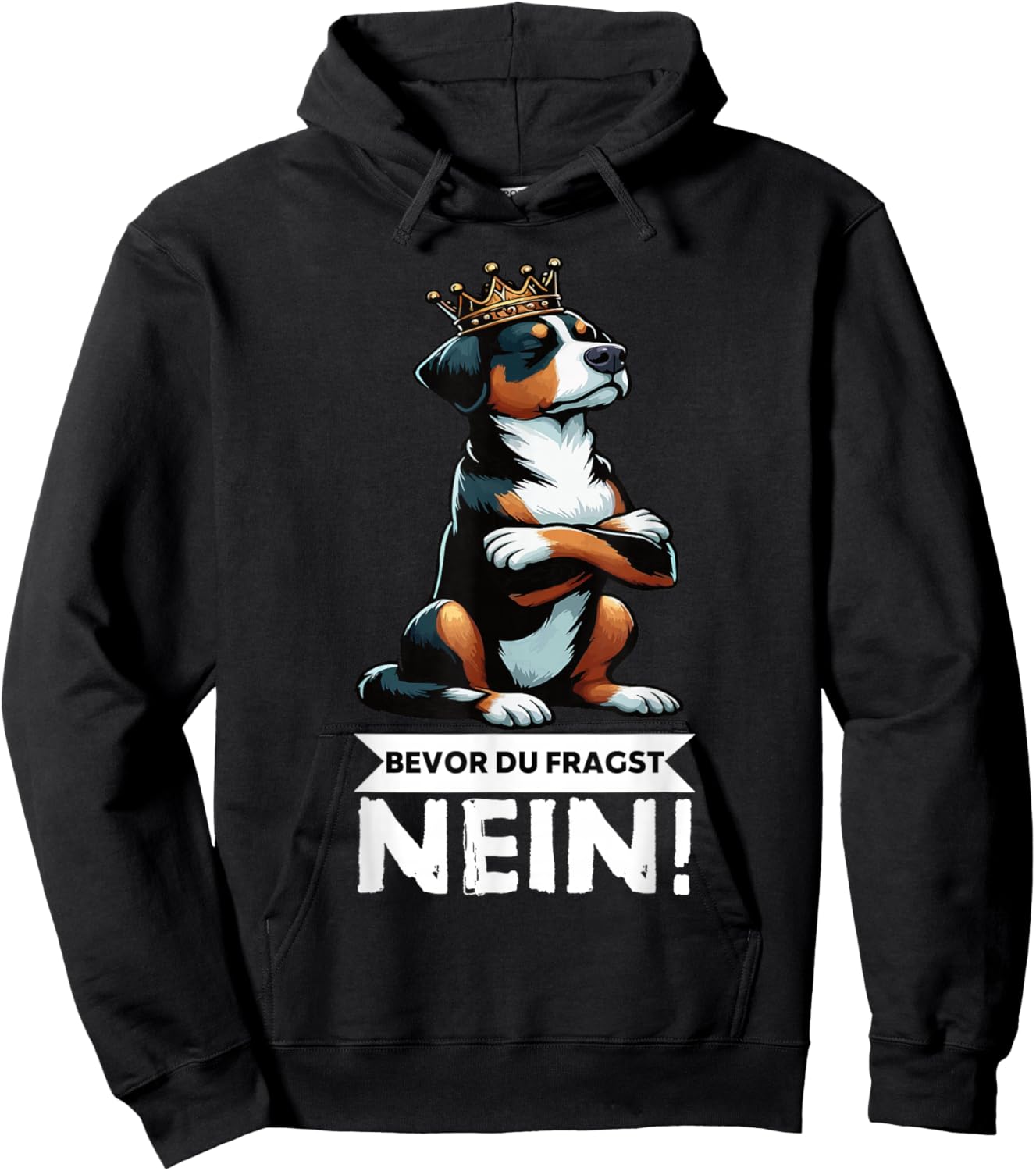 with German Text "Bevor Du Fragst Nein Appenzeller Mountain Dog" Mountain Dog Holder Hoodie - Hoodie | Black