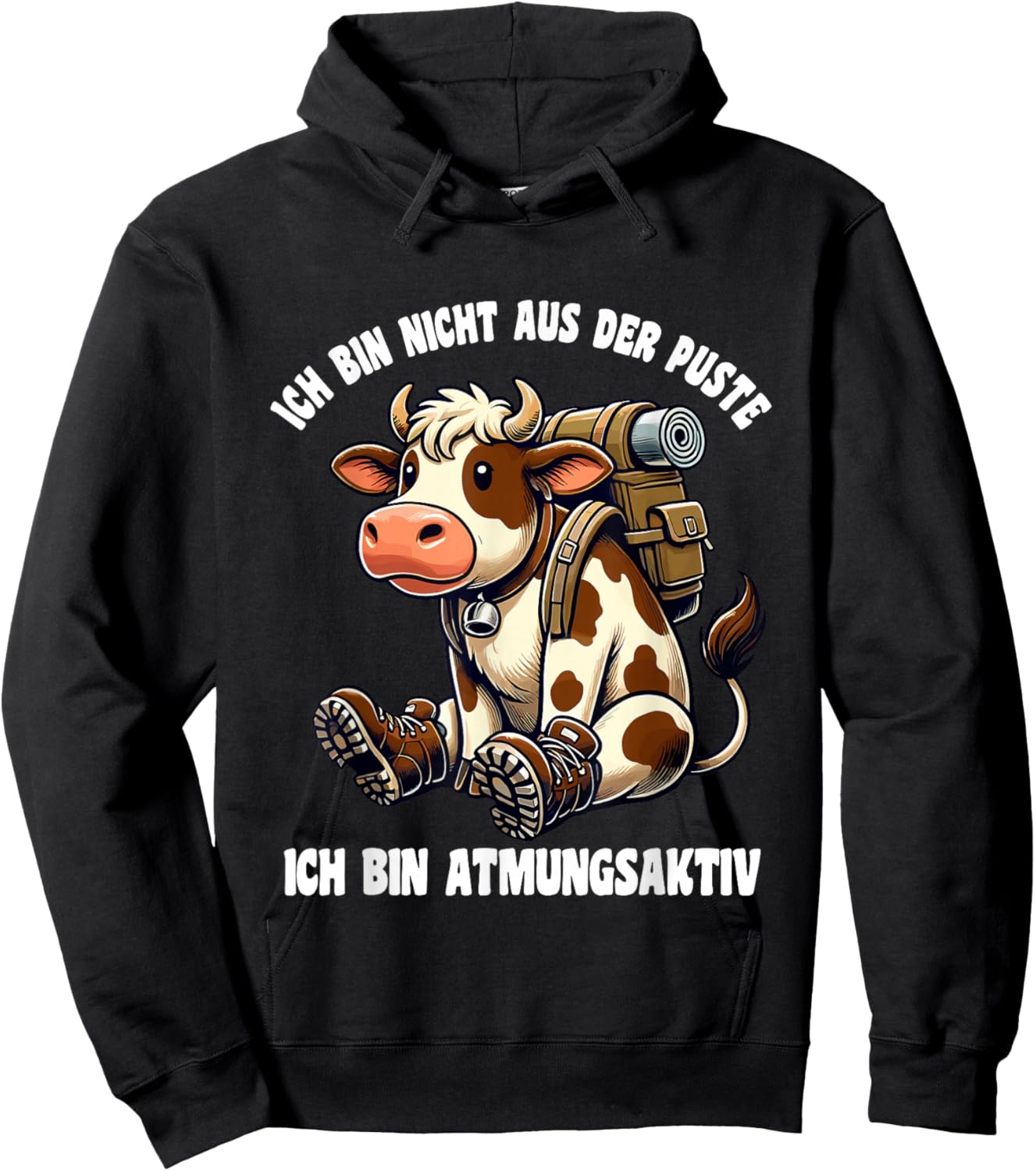 Lustiges Kuh Berg Bergsteiger Wandern Hoodie - Hoodie | Black