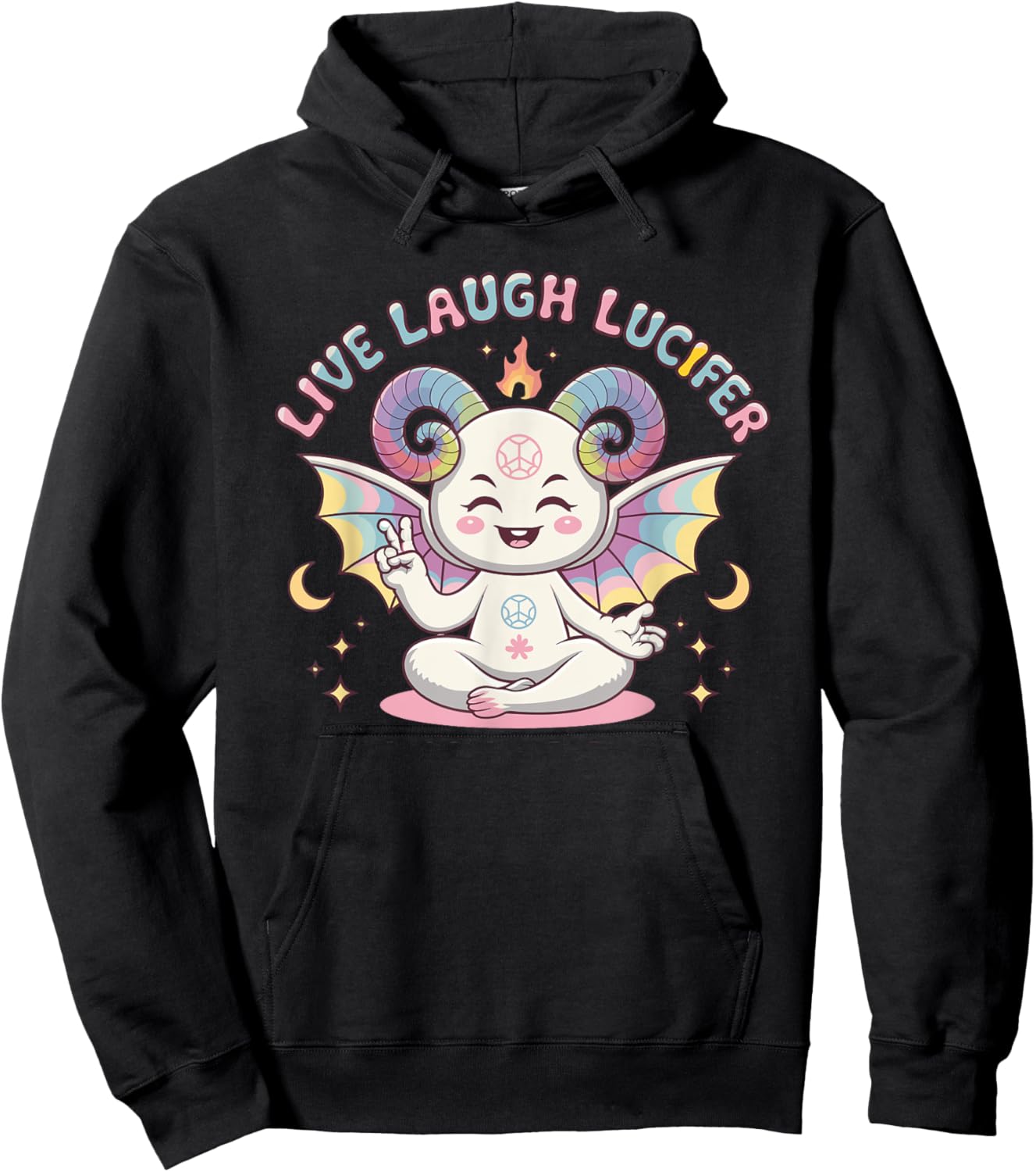 Live Laugh Lucifer Cute Baphomet Demon Devil Hoodie - Hoodie | Black