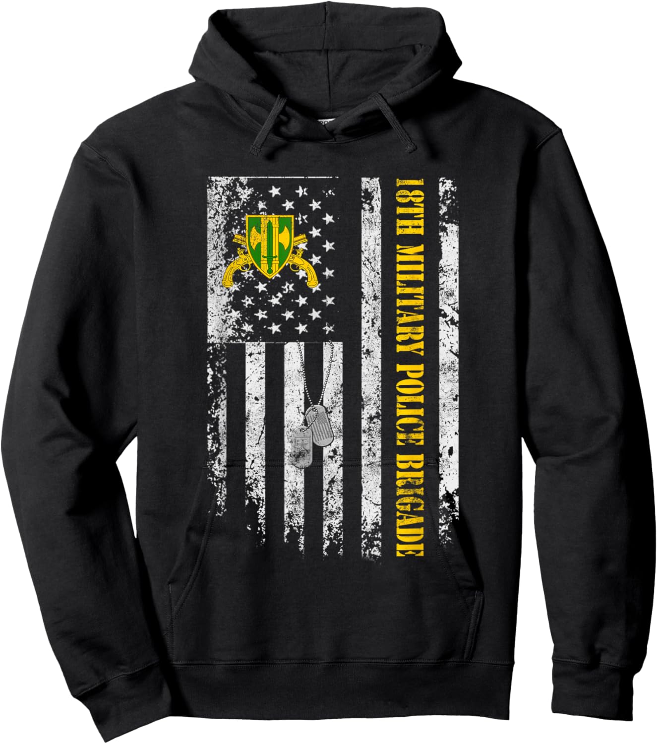 18th Military Police Brigade Veteran Vintage Flag Patriotic Hoodie - Hoodie | Black