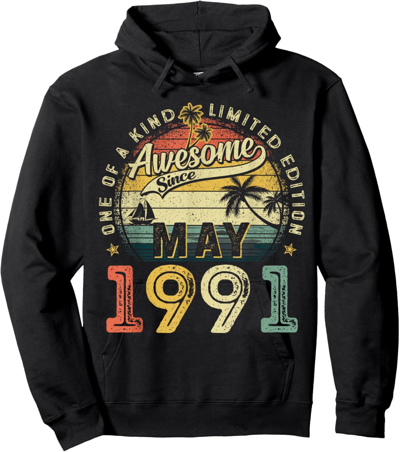 Awesome Since May 1991 Vintage Retro 35th Birthday Men Women Hoodie - Hoodie | Black