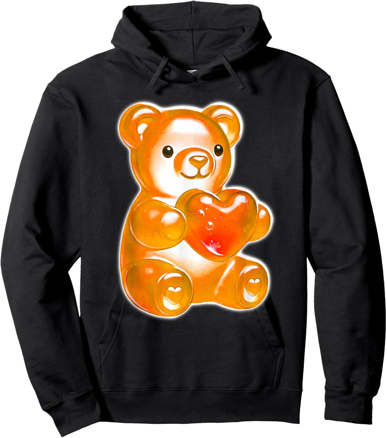Gummy Bear Candy Heart Orange Hoodie - Hoodie | Black