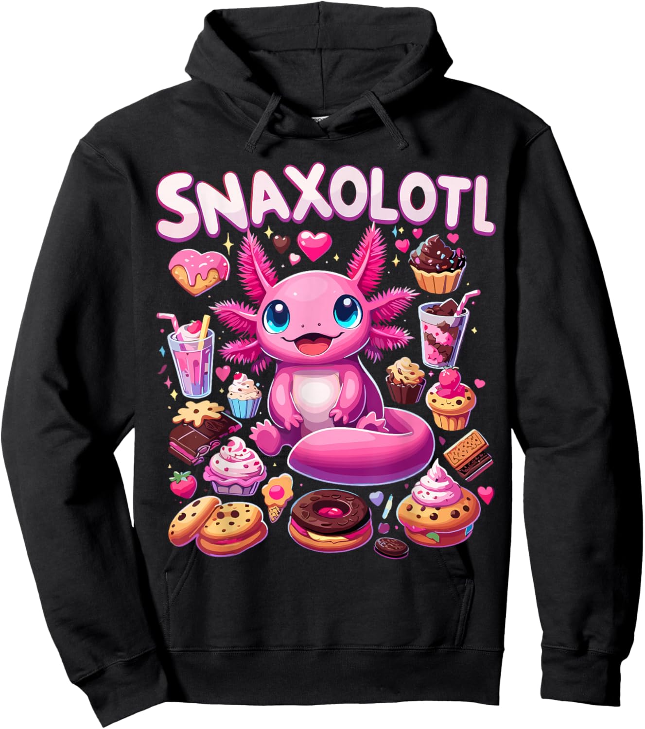 Axolotl Snaxolotl Funny Snacks Axolotls Hoodie - Hoodie | Black
