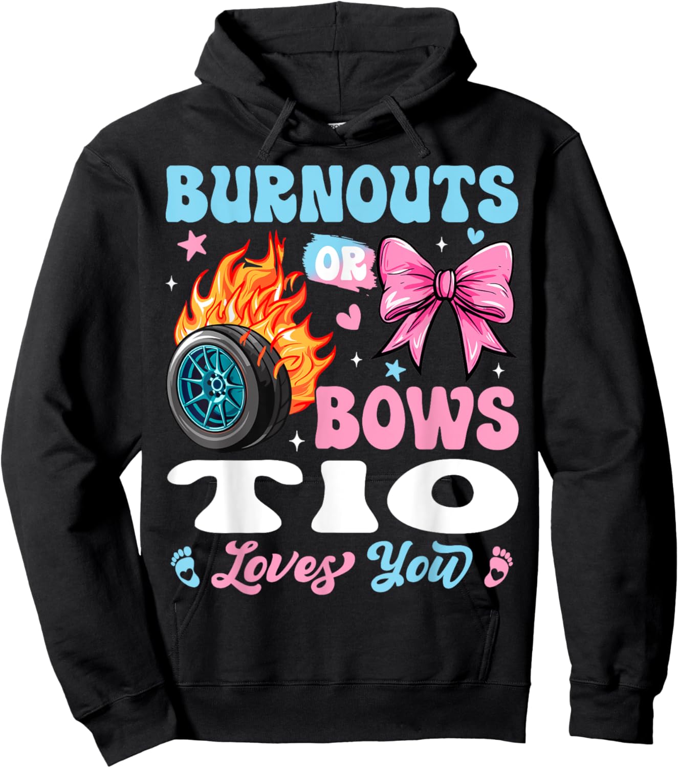 Burnouts or Bows Tio Loves You Gender Reveal Party Hoodie - Hoodie | Black