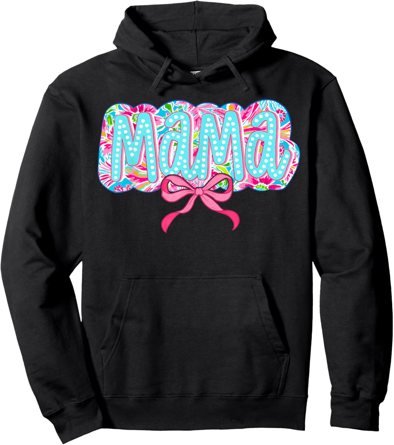 Mama Colorful Coquette Bow Mother's Day Women Mom Grandma Hoodie - Hoodie | Black