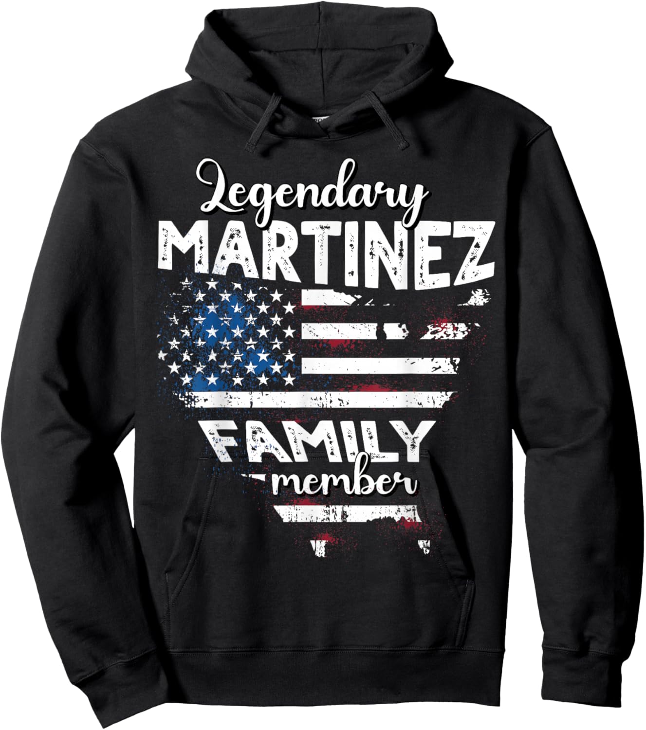 Name Martinez US Flag Martinez Surname Martinez Hoodie - Hoodie | Black