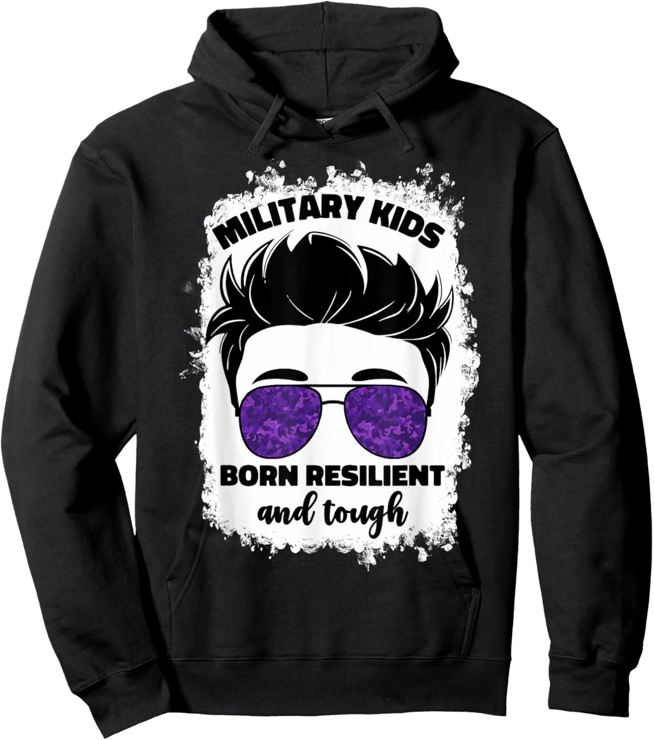 Purple Up For Military Kids Boys Month Of Military Child Boy Hoodie - Hoodie | Black