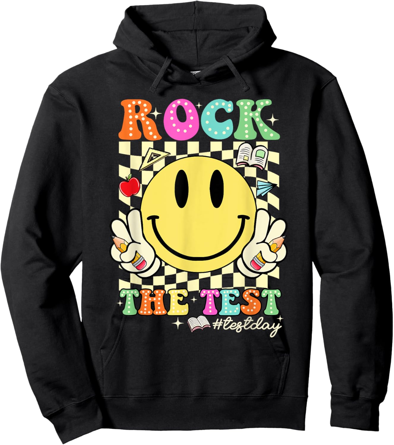 Rock The Test Shirt Testing Day Motivational Teacher Student Hoodie - Hoodie | Black