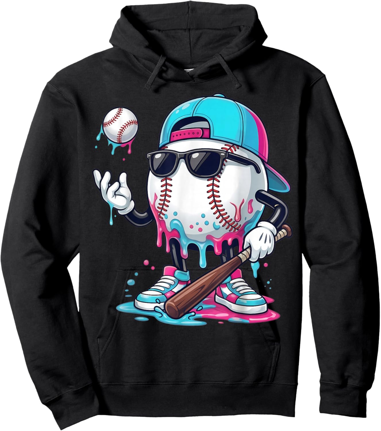 Baseball Drip for Boys Ice Cream Drip Baseball Sport Lover Hoodie - Hoodie | Black