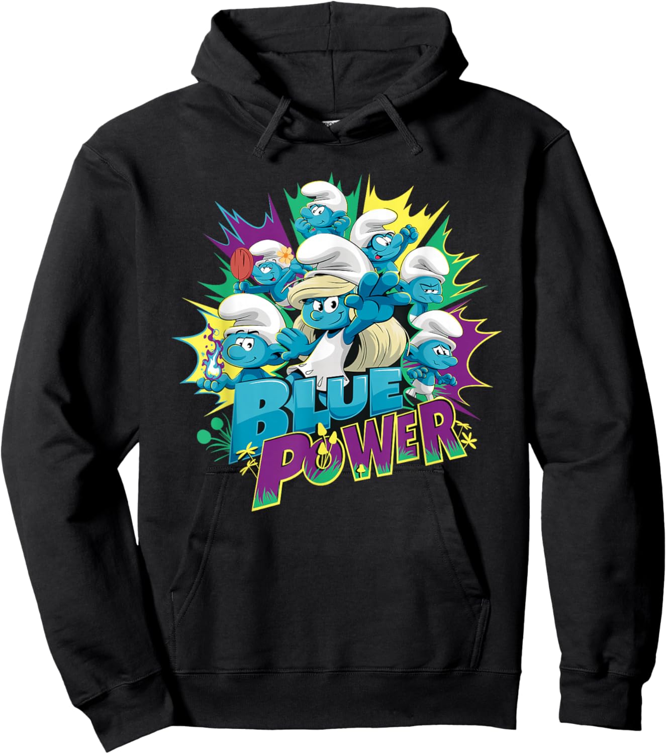 The Smurfs Movie Village Blue Power Smurfette Hoodie - Hoodie | Black