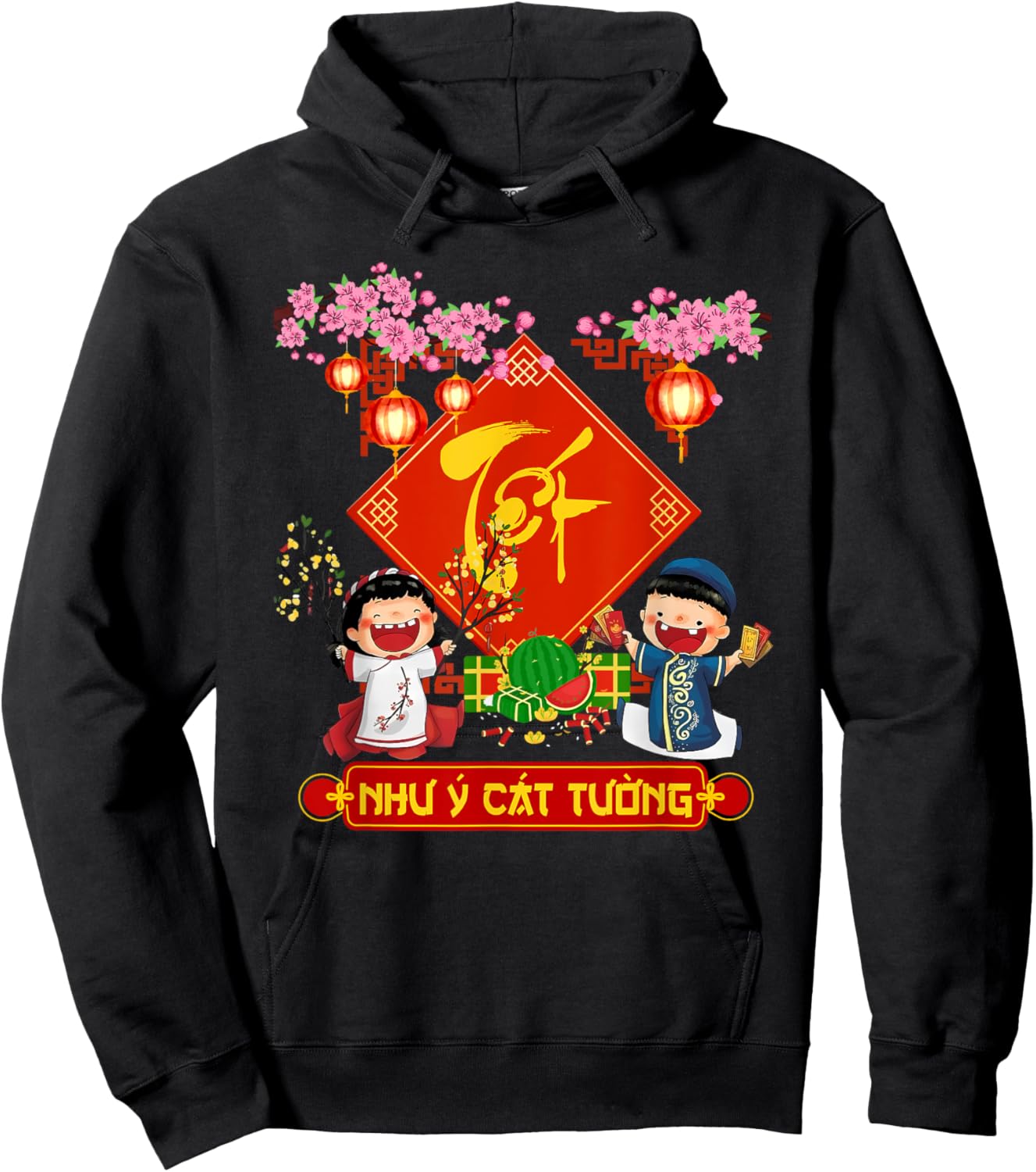 Vietnamese New Year Decorations 2025 Tet Viet Lunar New Year Hoodie - Hoodie | Black