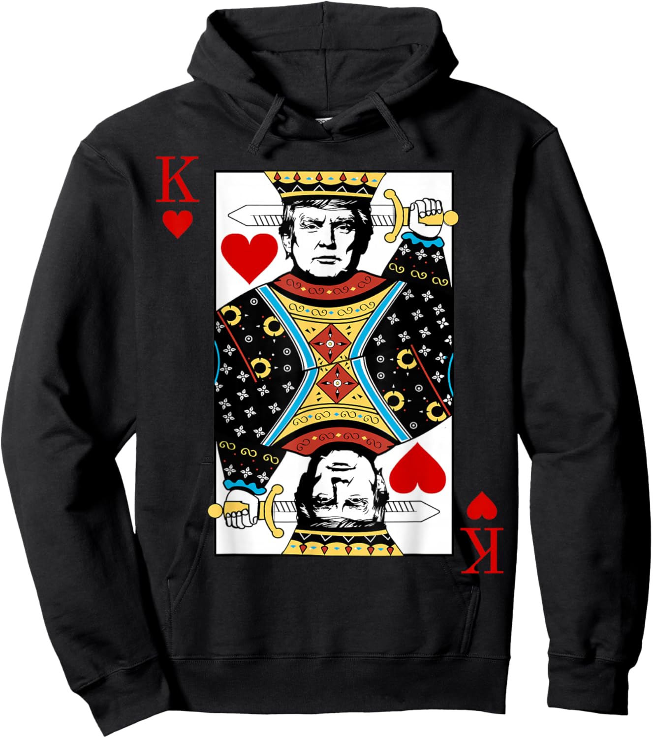 Trump King K of Hearts Playing Card Patriotic Trump 2024 Women Kids Men Hoodie - Hoodie | Black