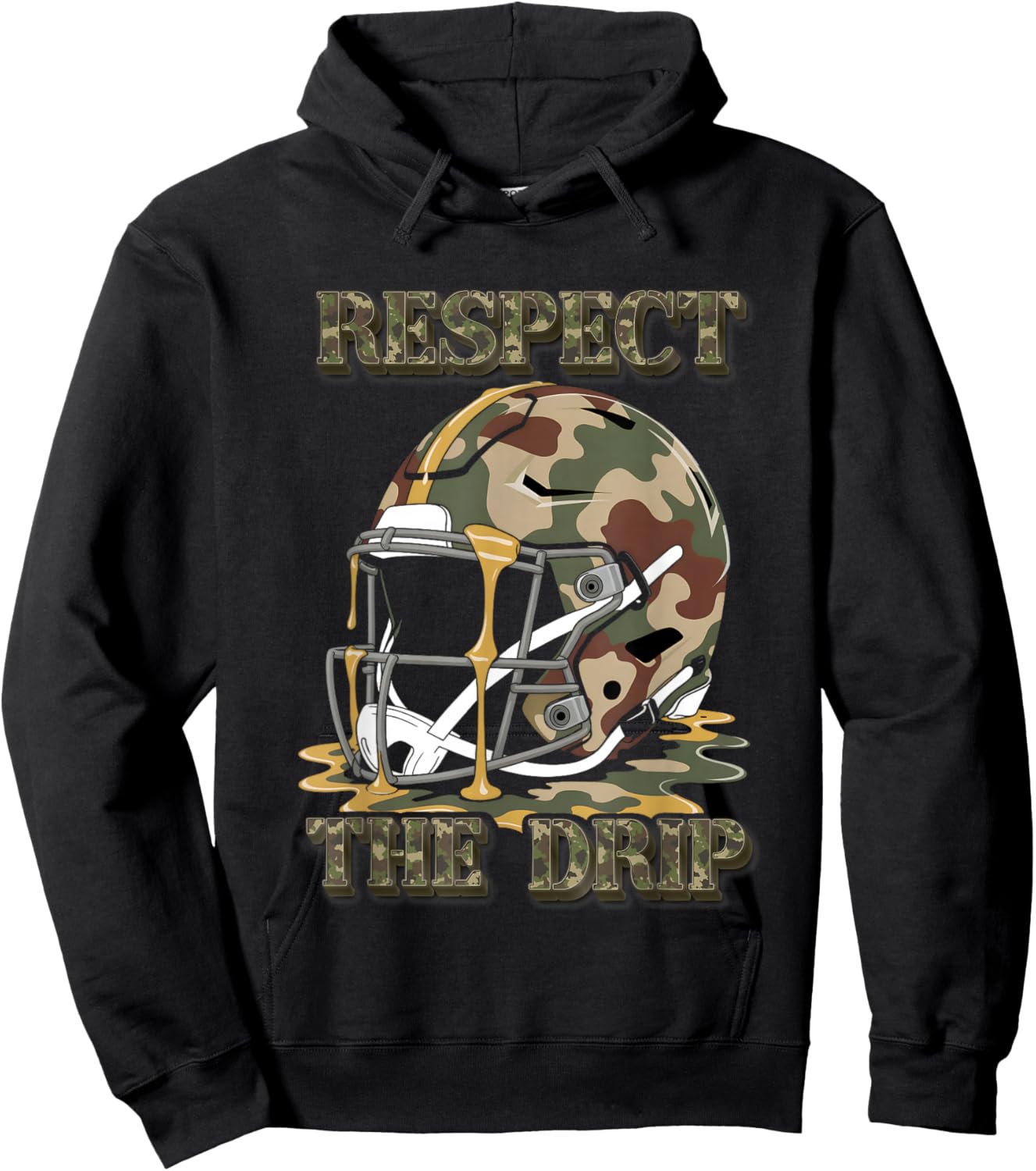 Camo Football Respect The Drip Ice Cream Melting Cool Boys Hoodie - Hoodie | Black