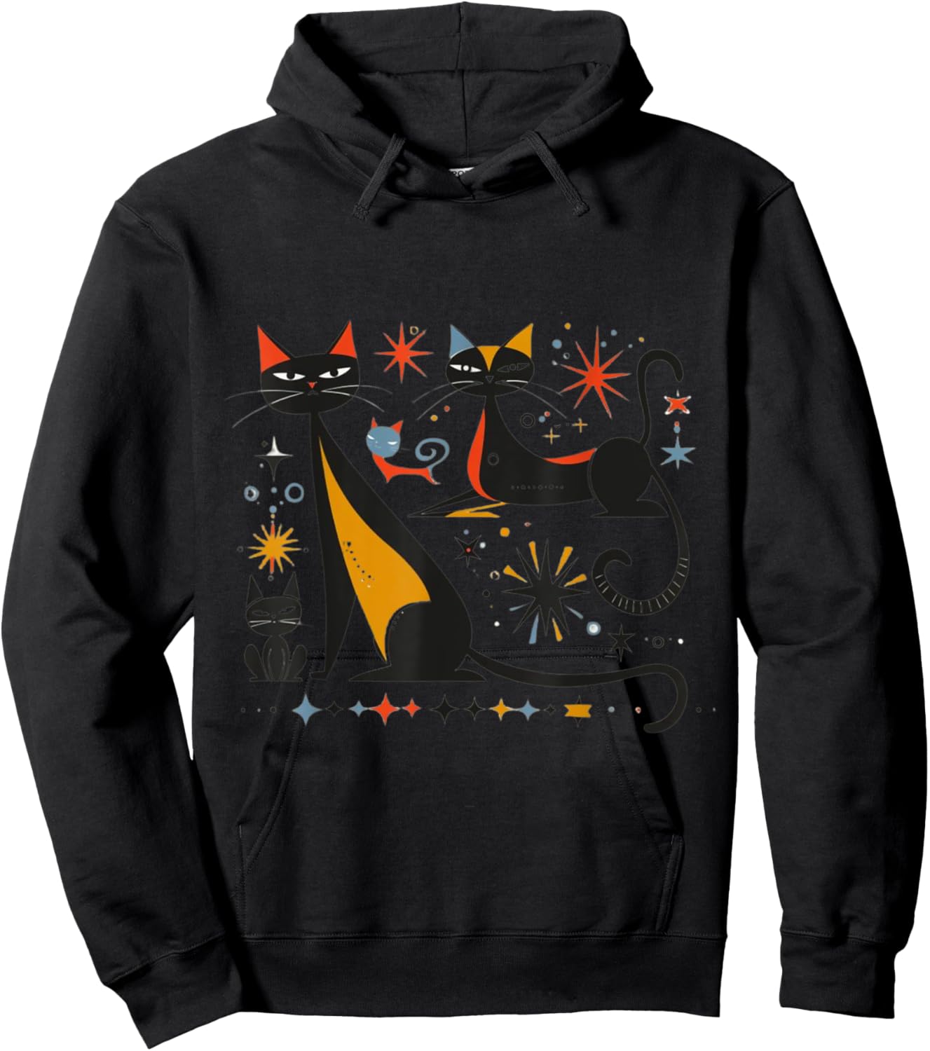Vintage Retro Mid-Century Modern Look Cats 50s 60s Style Hoodie - Hoodie | Black