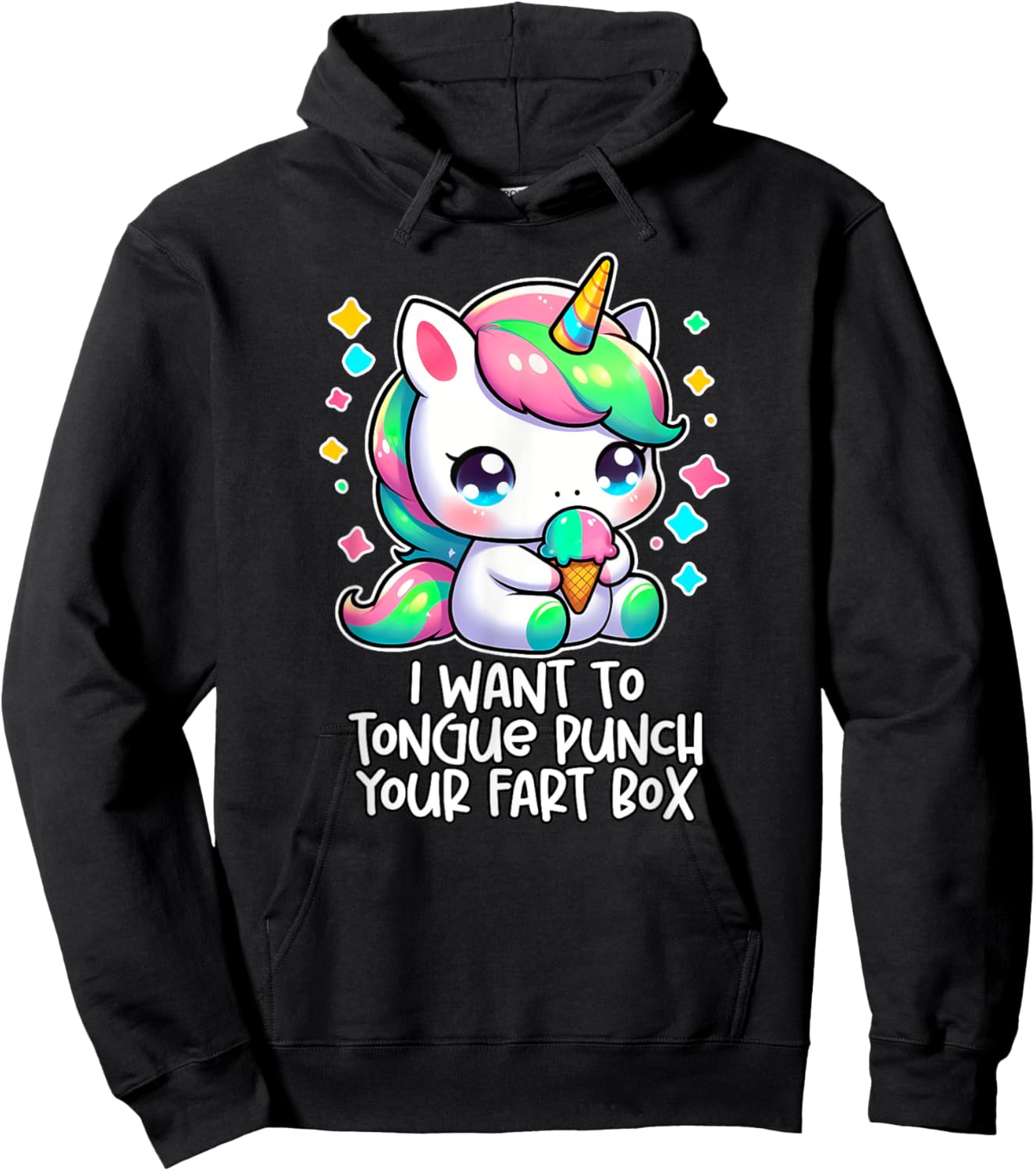 I WANT TO TONGUE PUNCH YOUR FART BOX Funny Inappropriate Gag Hoodie - Hoodie | Black
