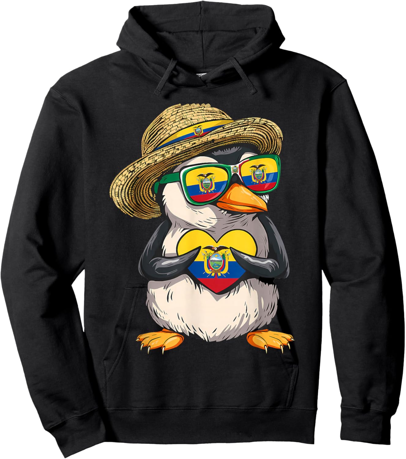 Ecuador Flag Penguin Ecuadorian Pride Hoodie - Hoodie | Black