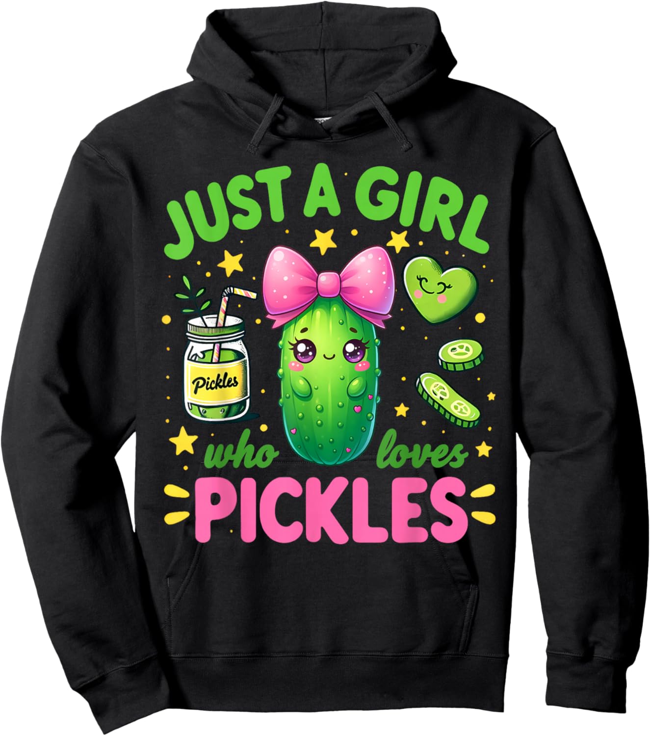 Pickle Just A Girl Who Loves Pickles Funny Food Lover Hoodie - Hoodie | Black